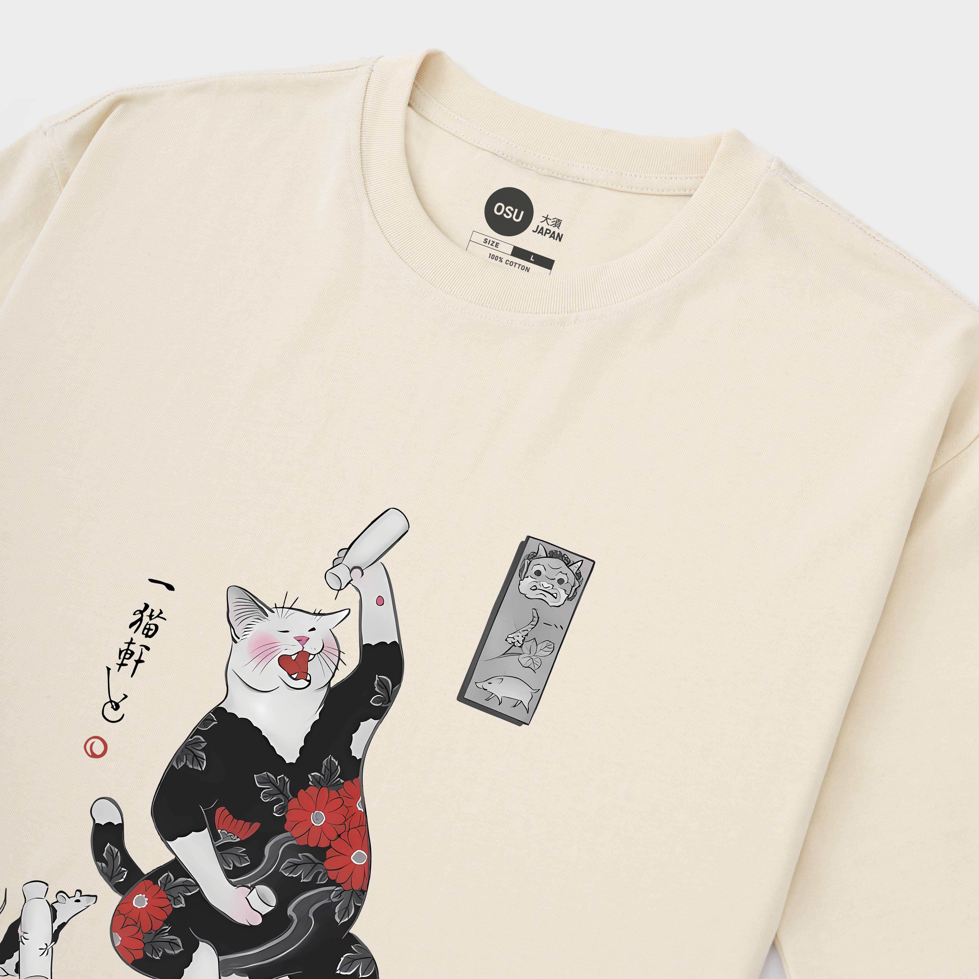 JAPANESE CATS DRINK WINE T-SHIRT / KEM