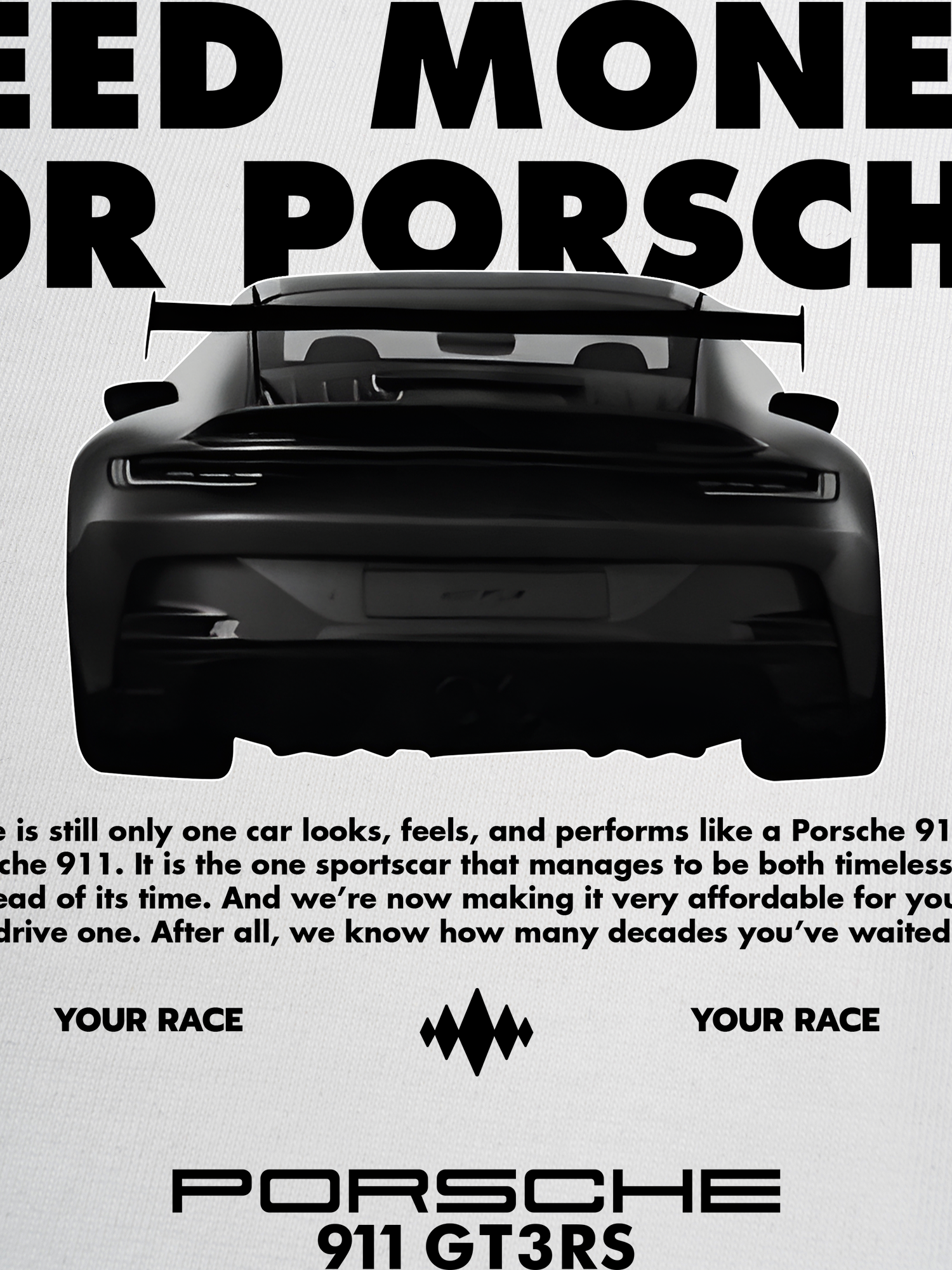 Áo Thun Ringer Relaxed Fit Porsche All Black 911 GT3RS