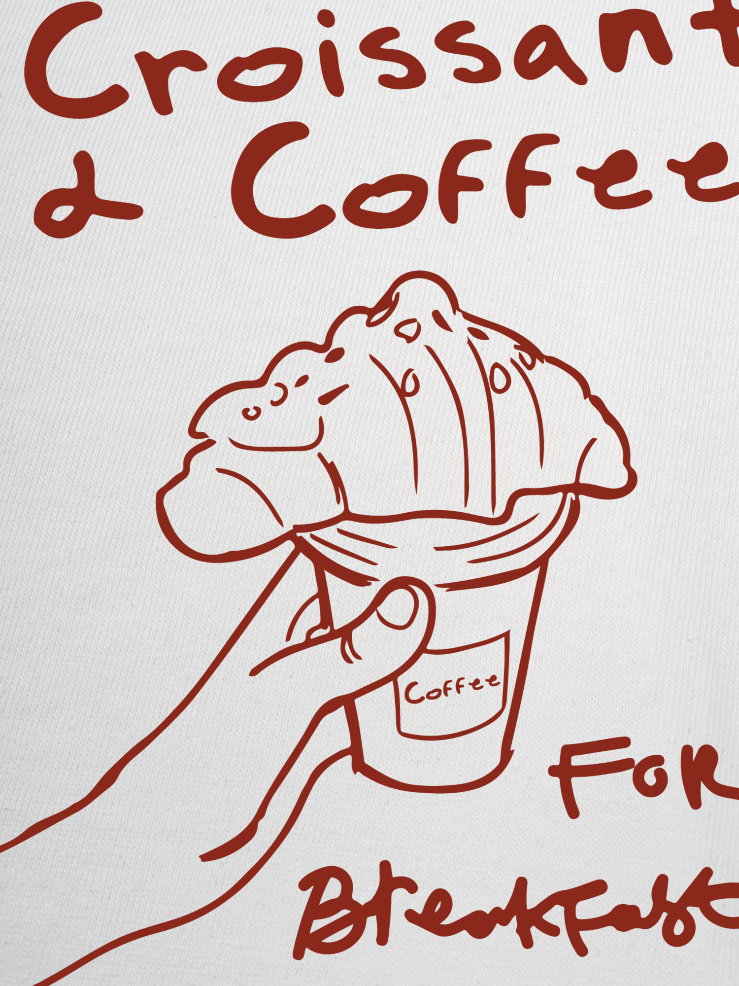 Áo Thun Ringer Relaxed Fit Croissant & Coffee For Breakfast