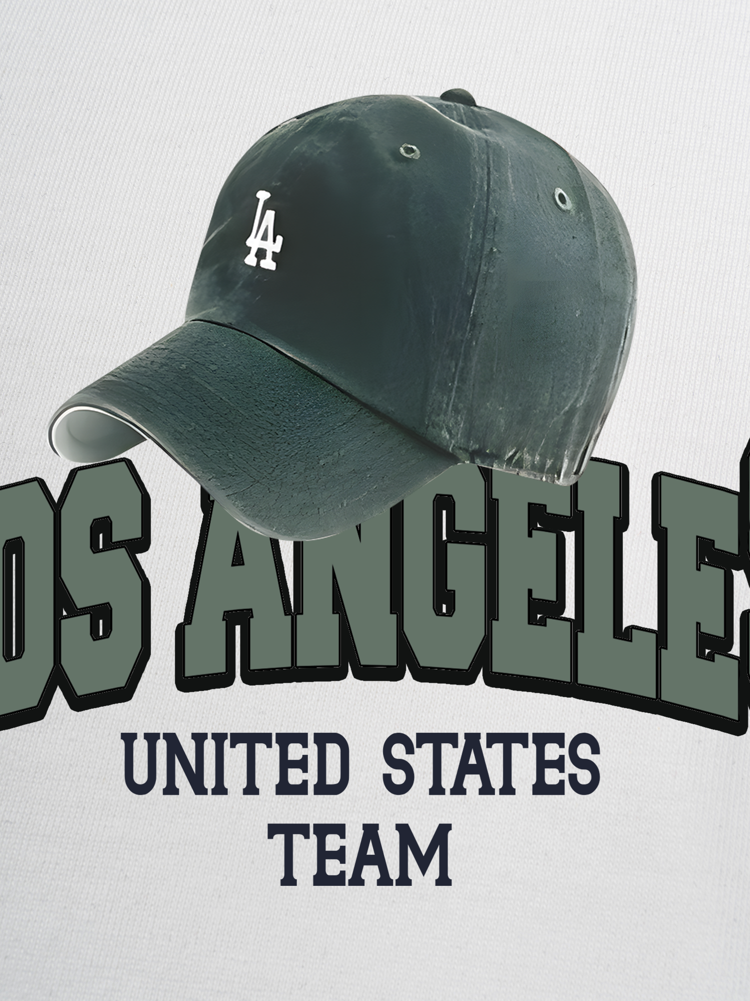 Áo Thun Ringer Relaxed Fit USA Los Ageles Green Hat