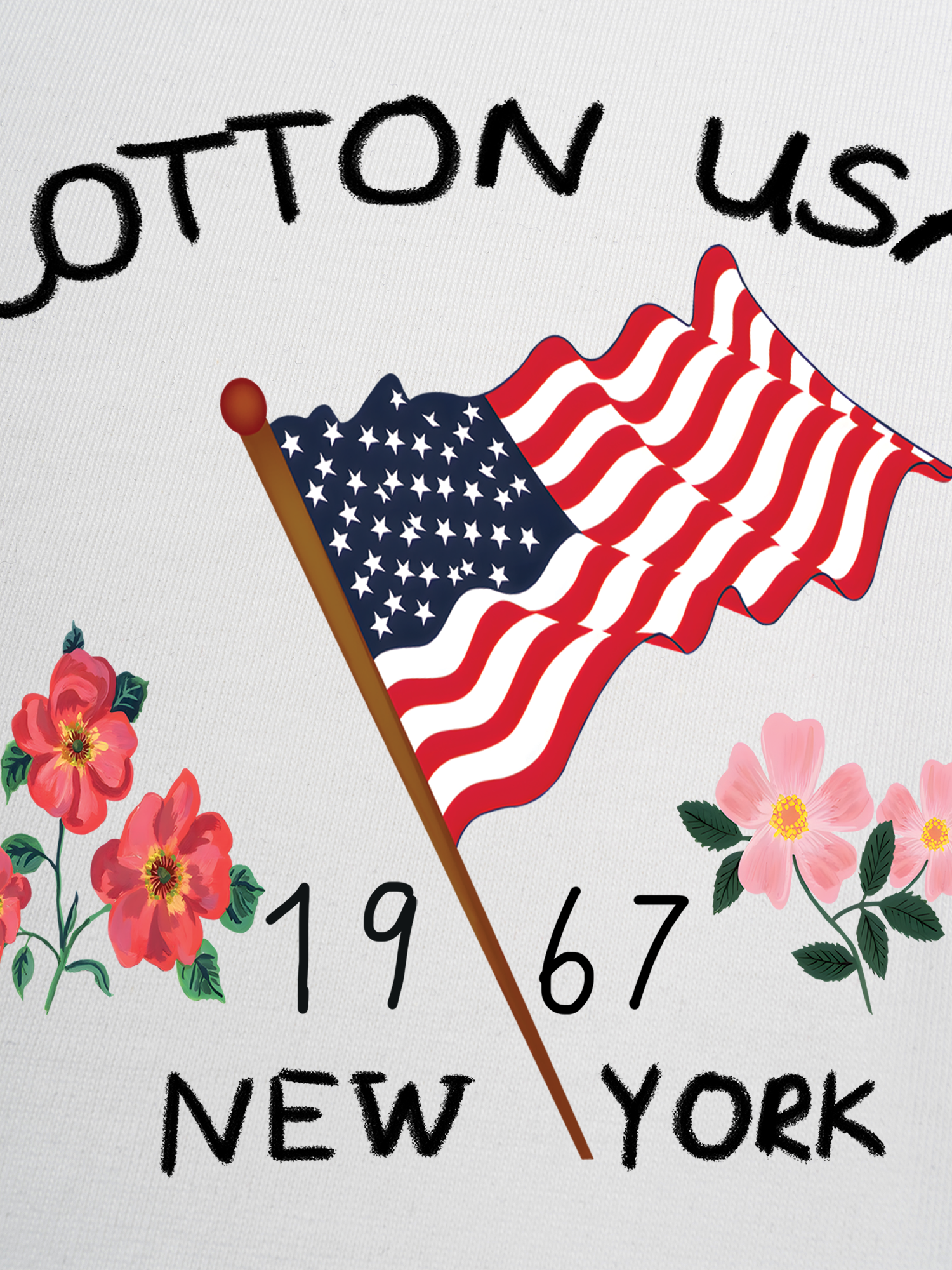 Áo Thun Ringer Relaxed Fit USA Floral Cotton Usa