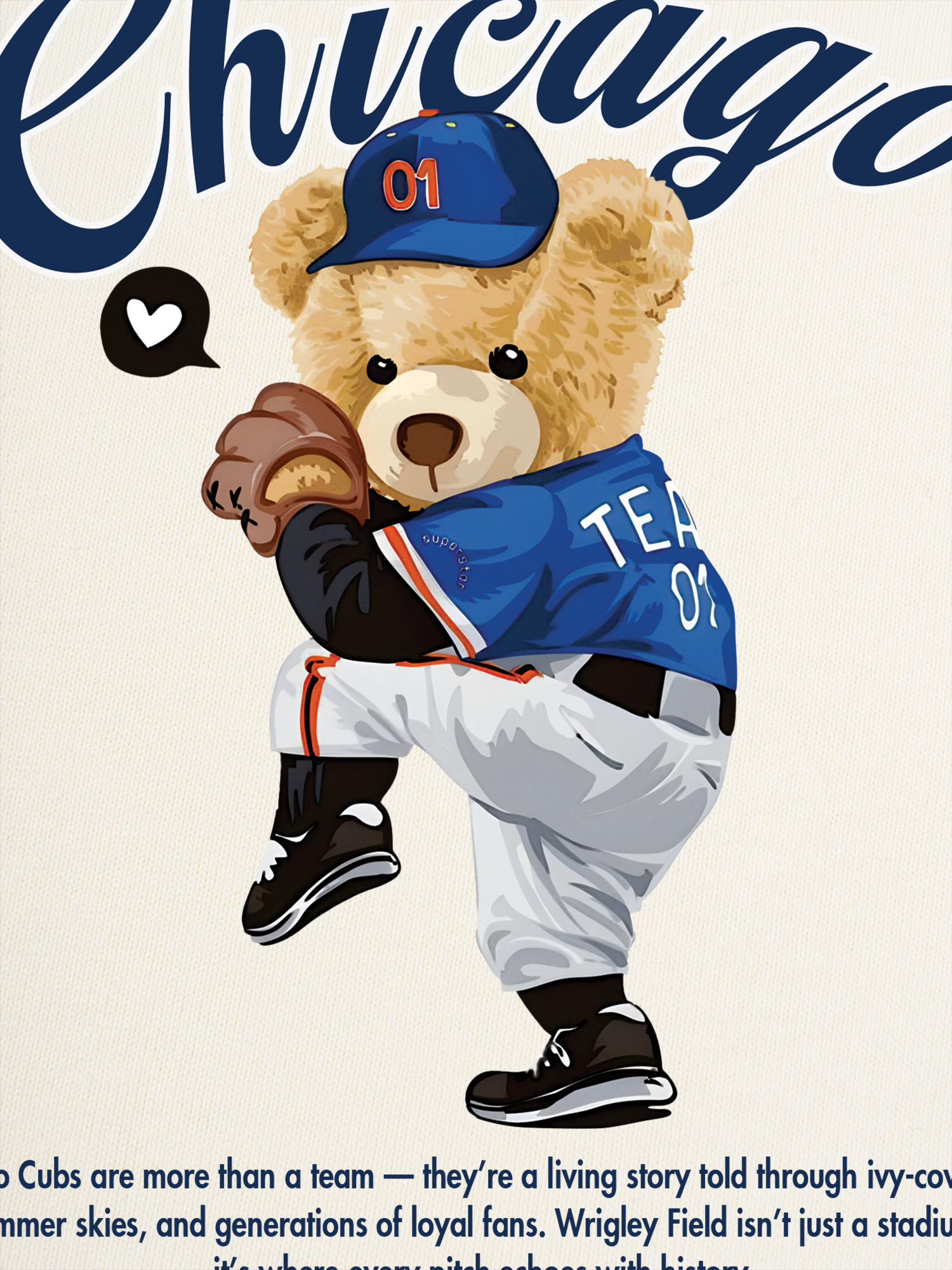 Áo Thun Ringer Relaxed Fit Baseball Chicago Cubs