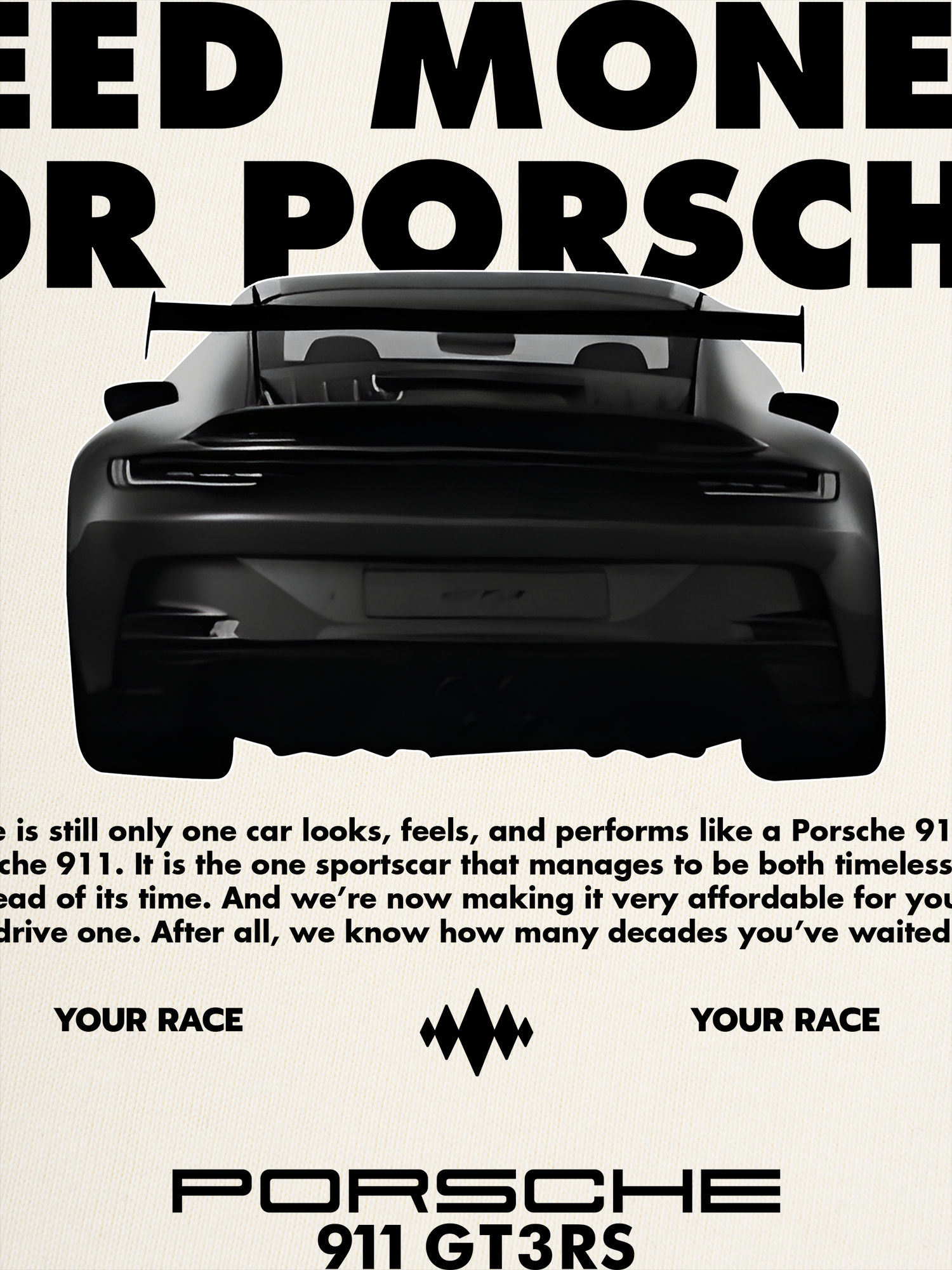 Áo Thun Ringer Relaxed Fit Porsche All Black 911 GT3RS