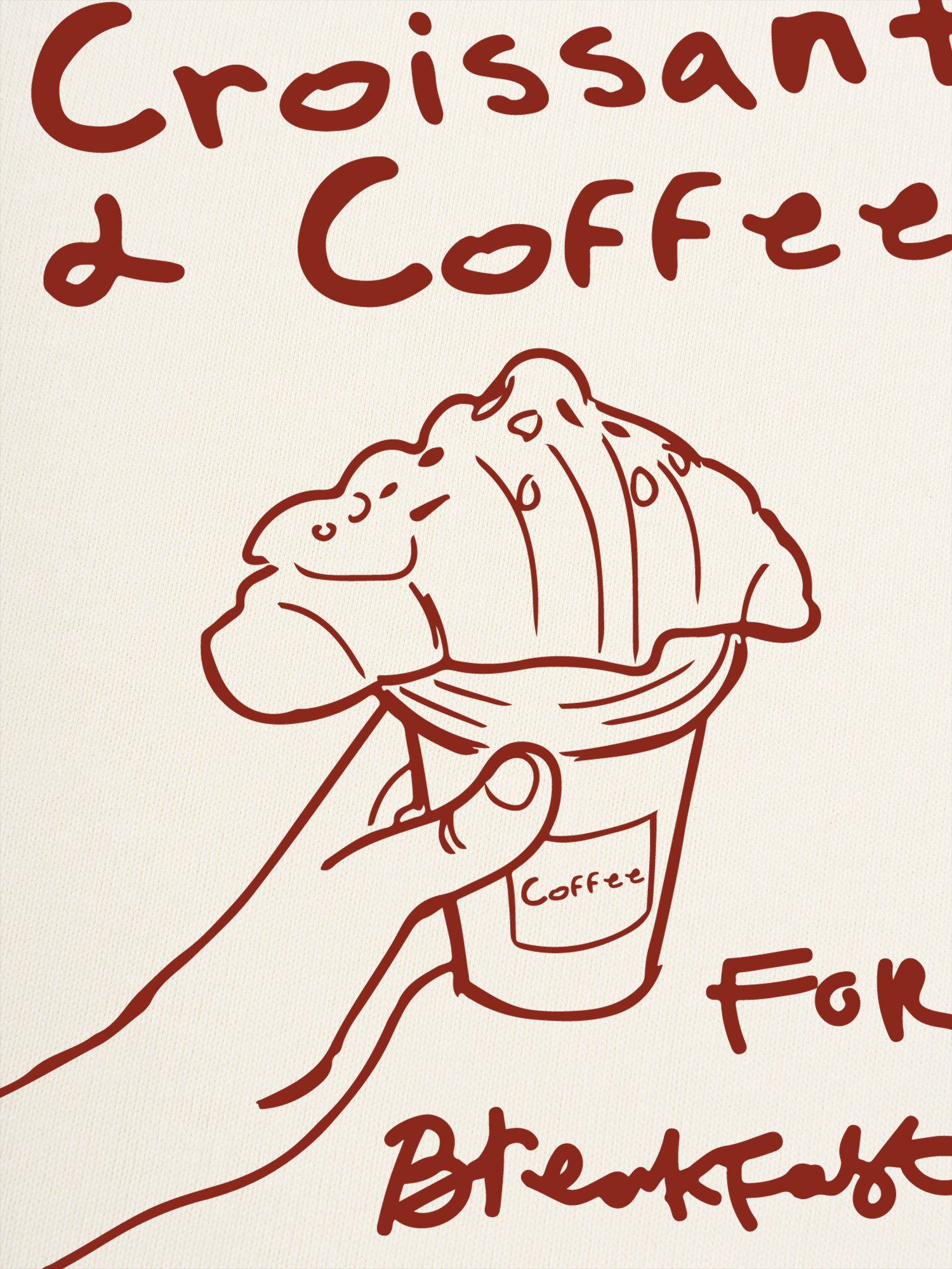 Áo Thun Ringer Relaxed Fit Croissant & Coffee For Breakfast