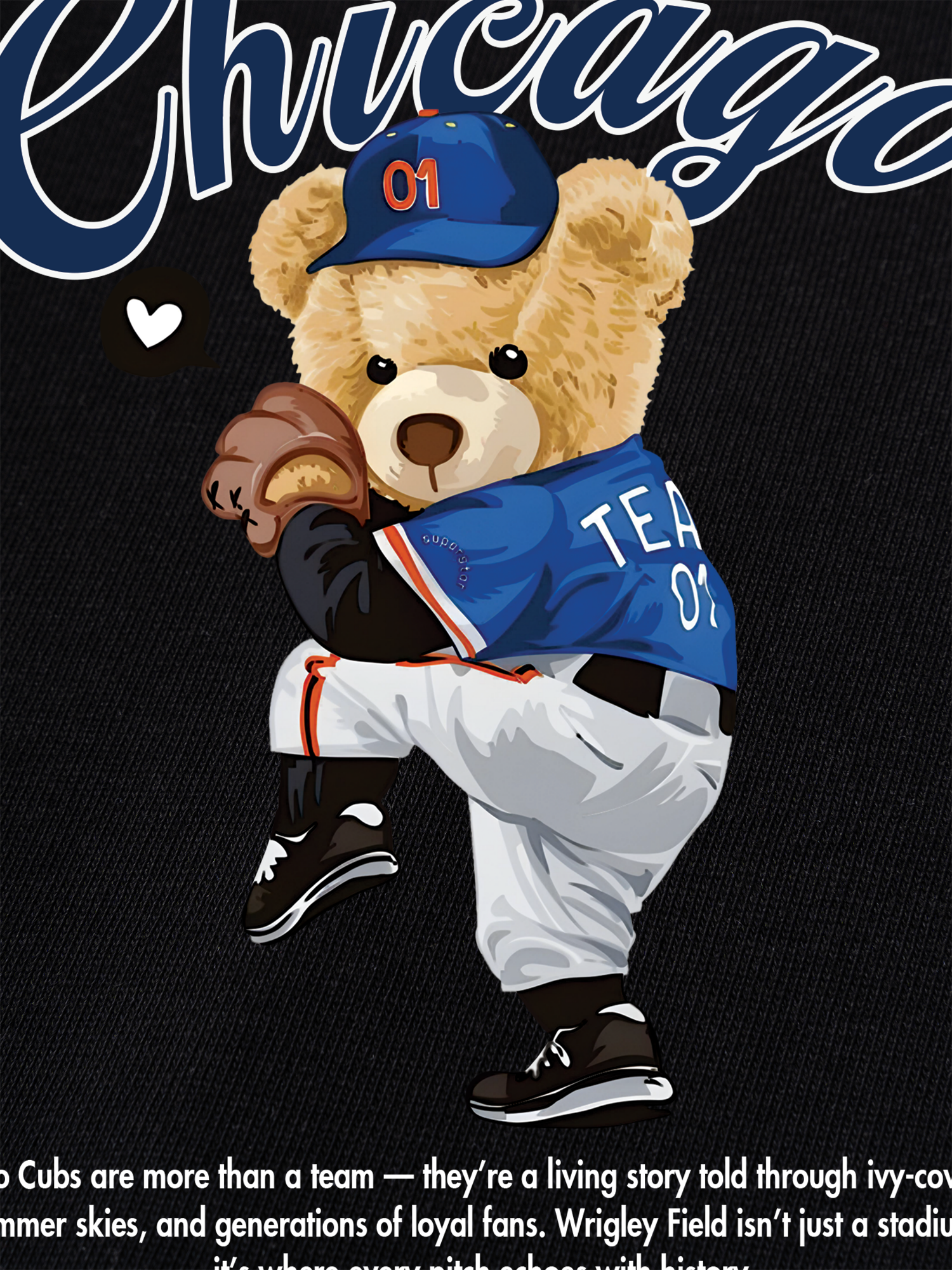 Áo Thun Ringer Relaxed Fit Baseball Chicago Cubs