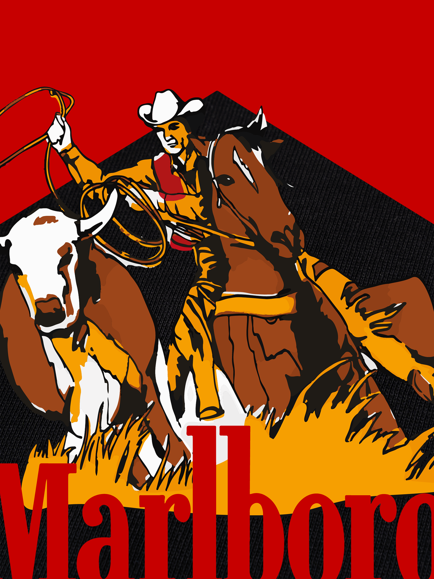 Áo Thun Ringer Relaxed Fit Marlboro Hunting Cowboy