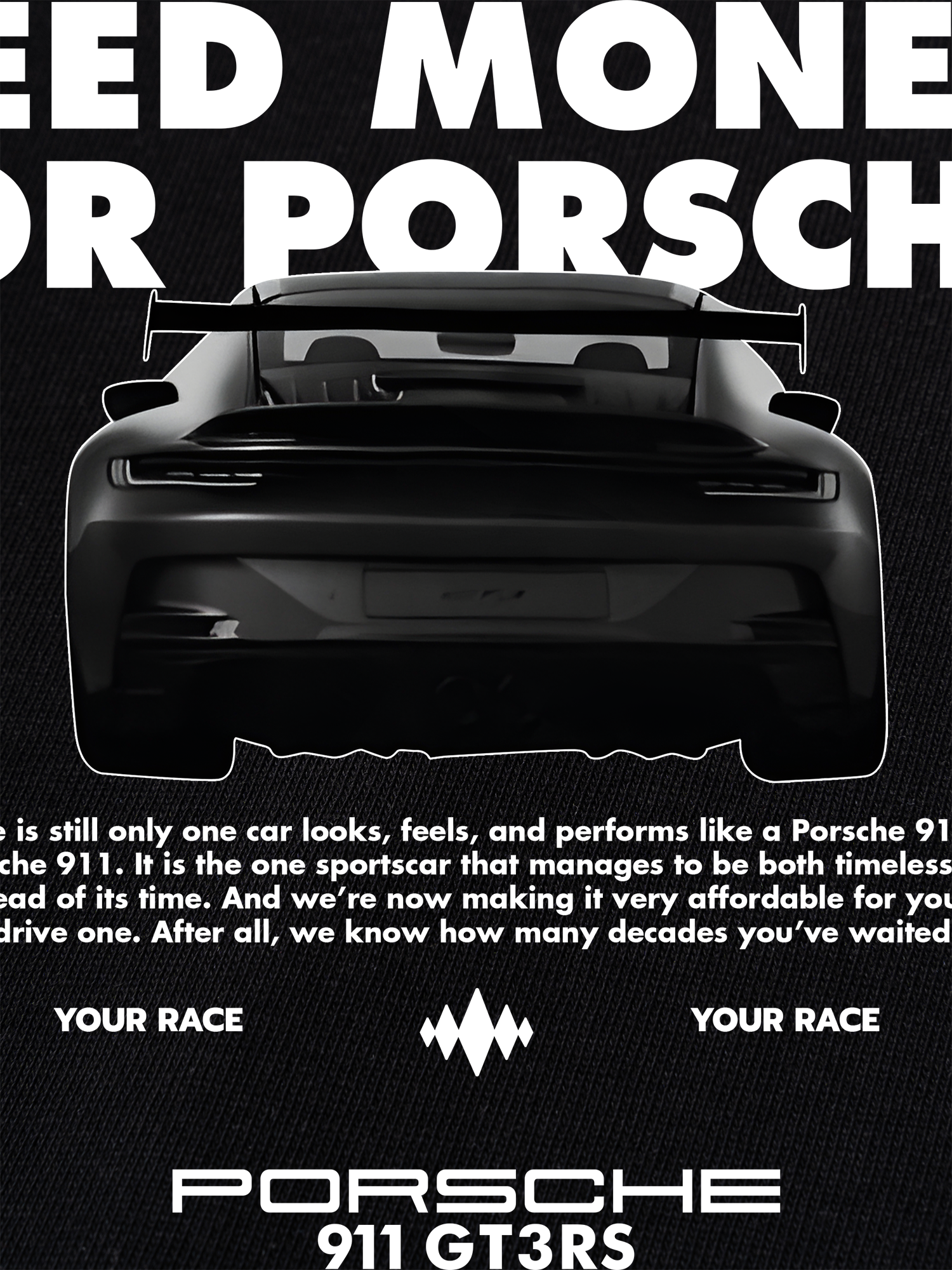 Áo Thun Ringer Relaxed Fit Porsche All Black 911 GT3RS