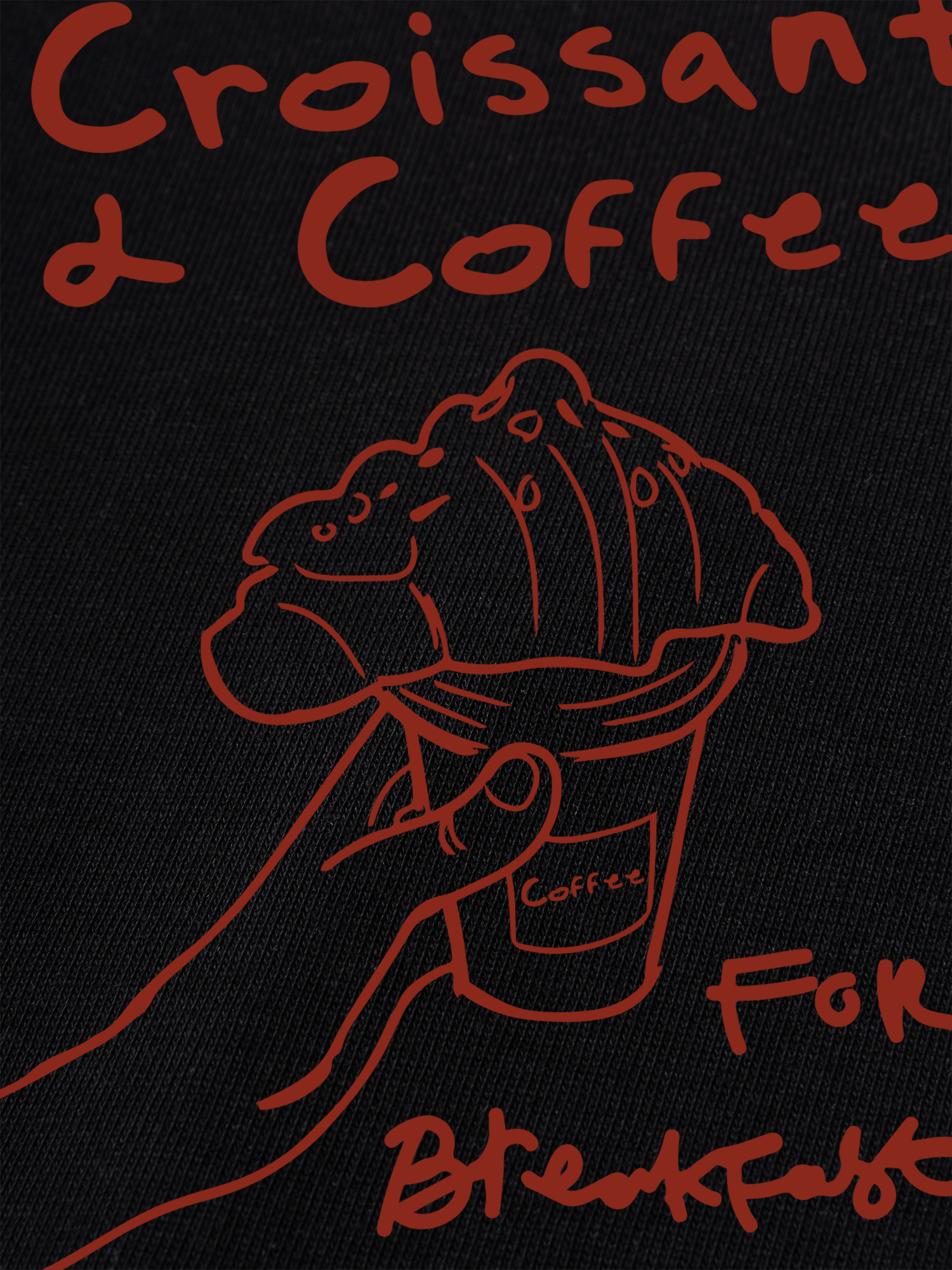 Áo Thun Ringer Relaxed Fit Croissant & Coffee For Breakfast