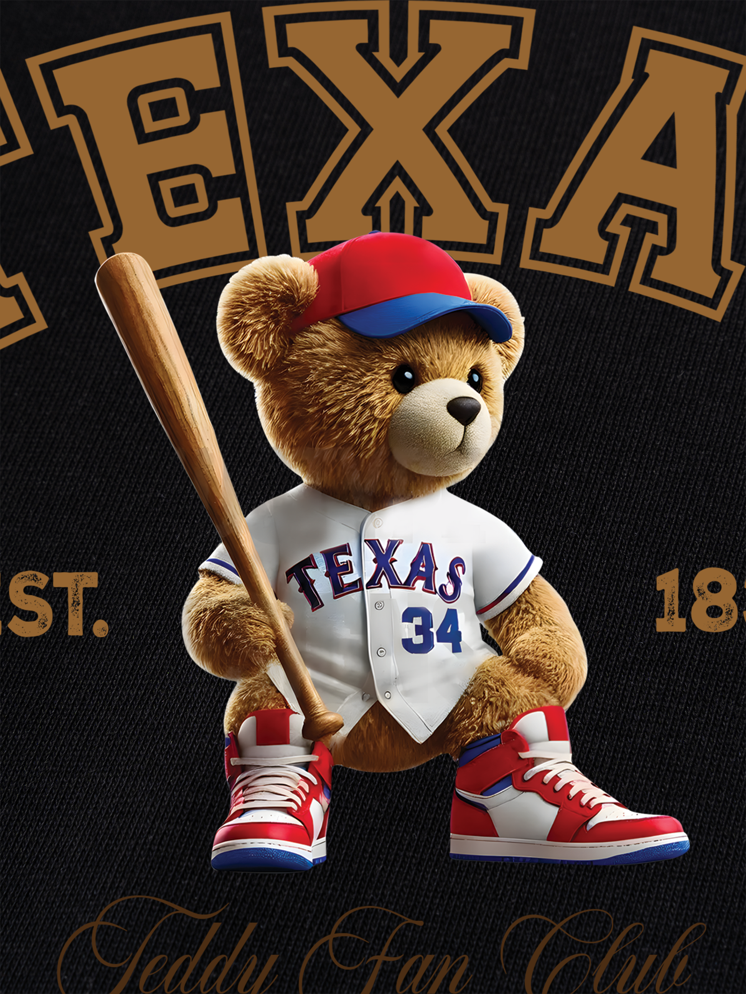 Áo Thun Ringer Relaxed Fit Baseball Texas Teddy Fan Club