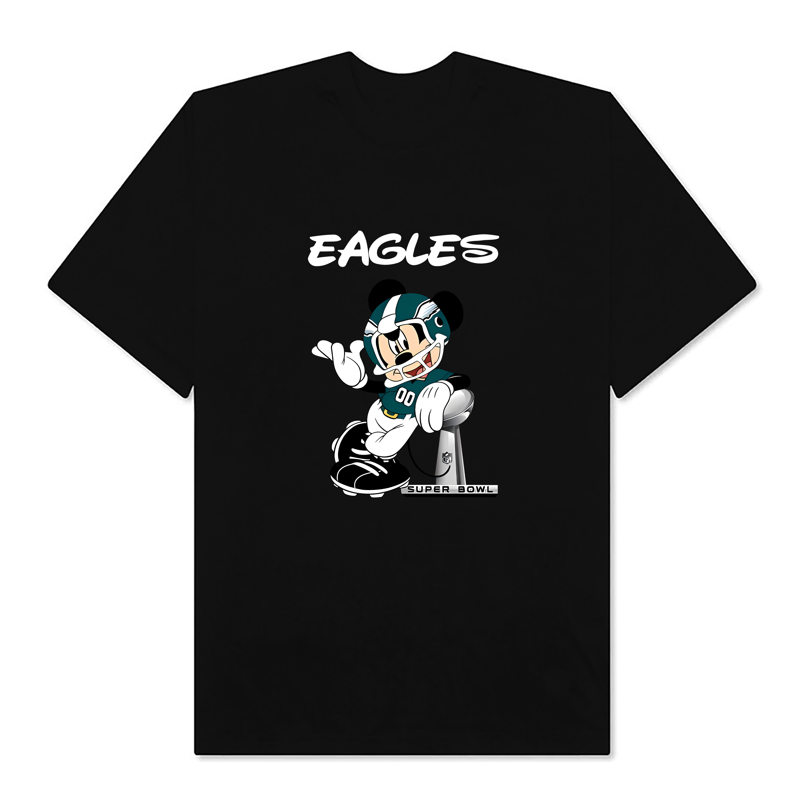 NFL Mickey Eagles Taking The Super Bowl Trophy Football T-Shirt