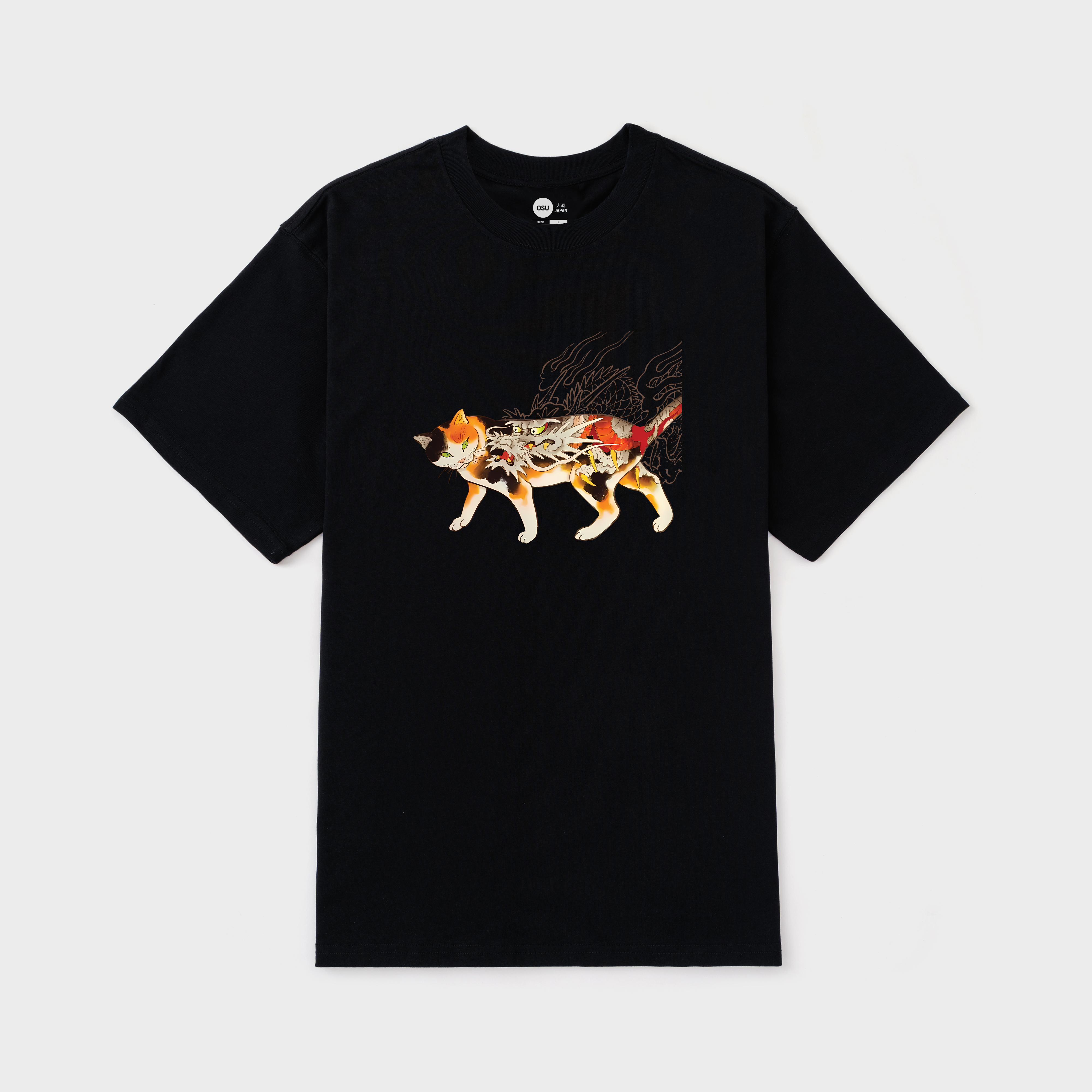 FELINE ILLUSIONS CAT T-SHIRT / ĐEN