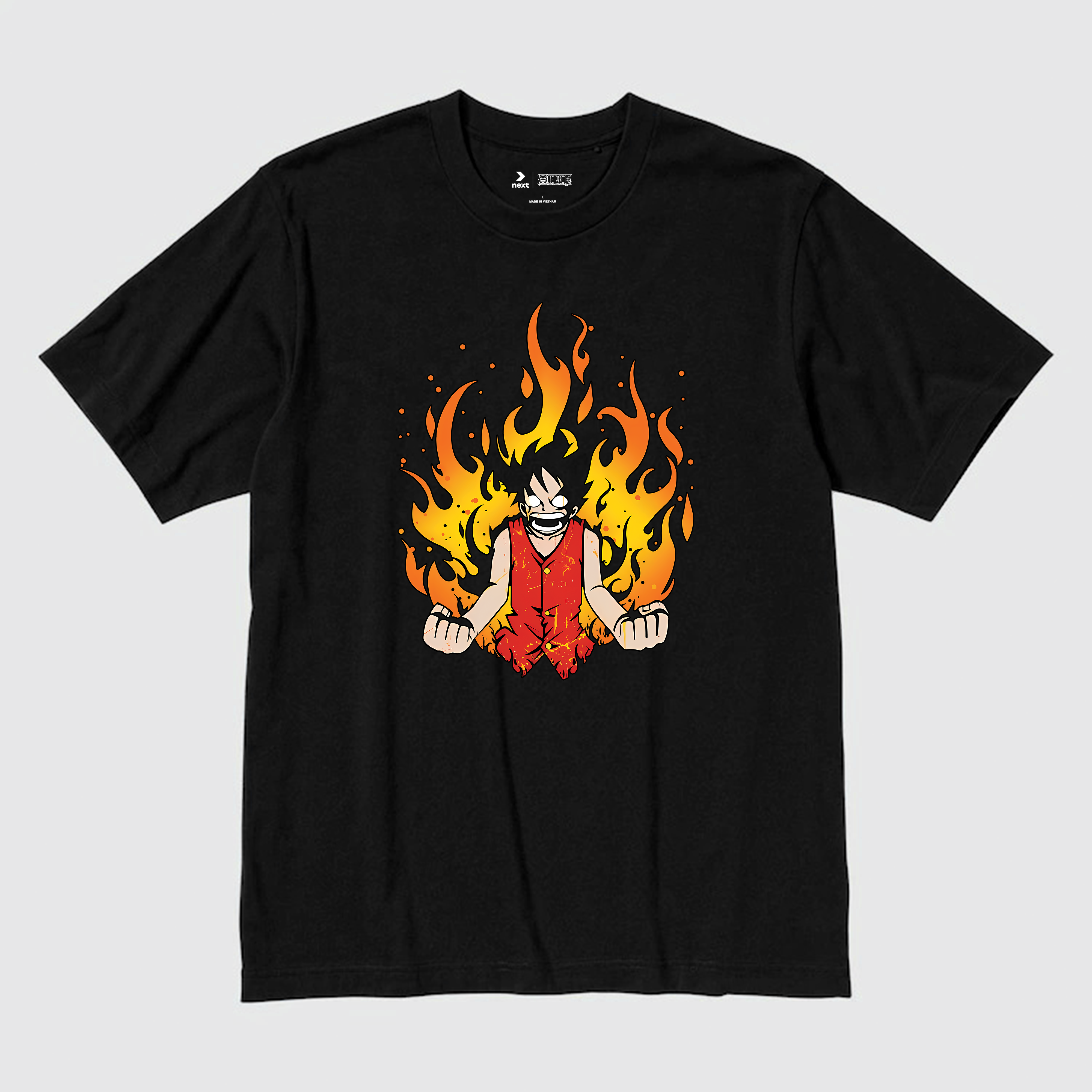 ONE PIECE STRAW HOT LUFFY T-SHIRT / ĐEN