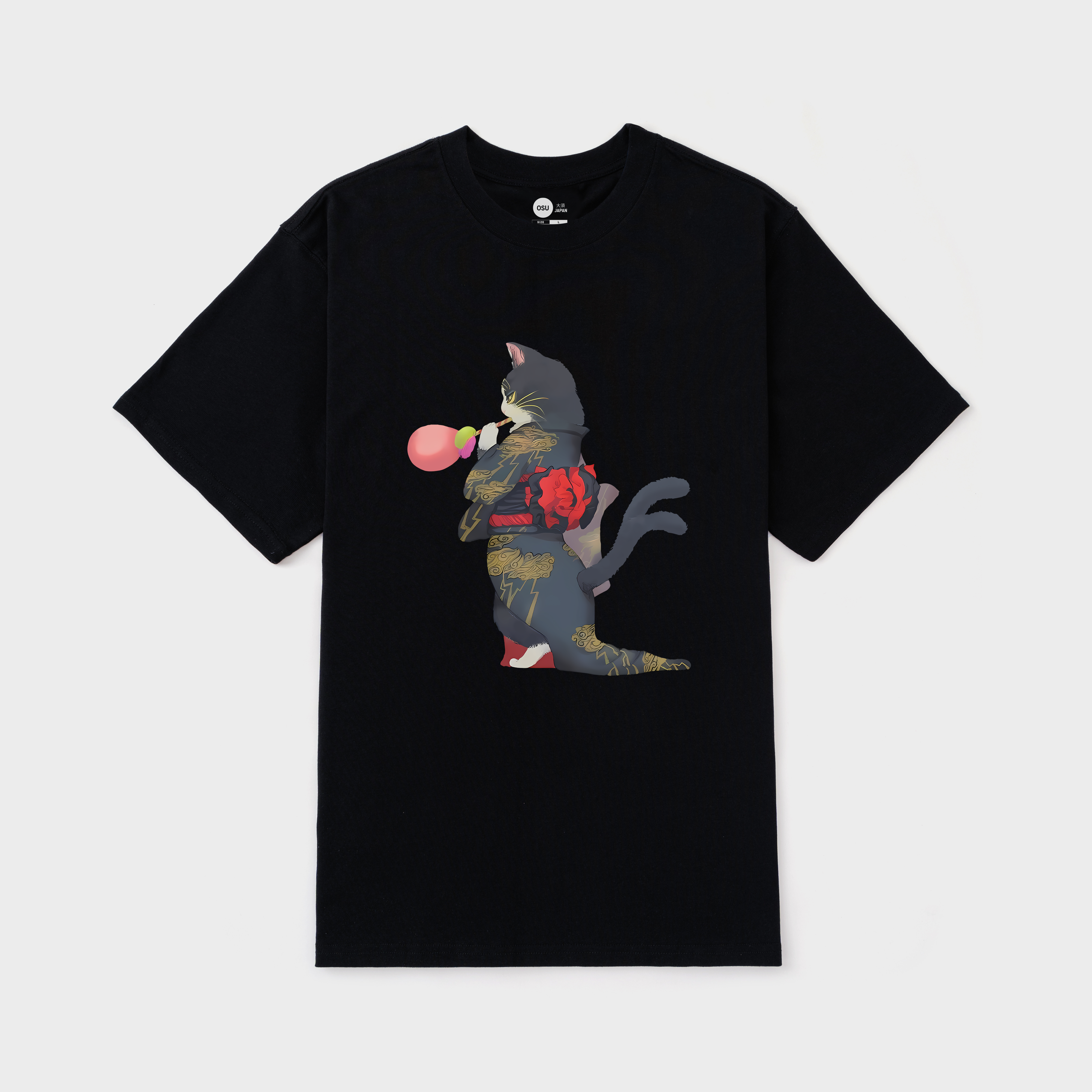 CUTE JAPANESE CAT T-SHIRT / ĐEN