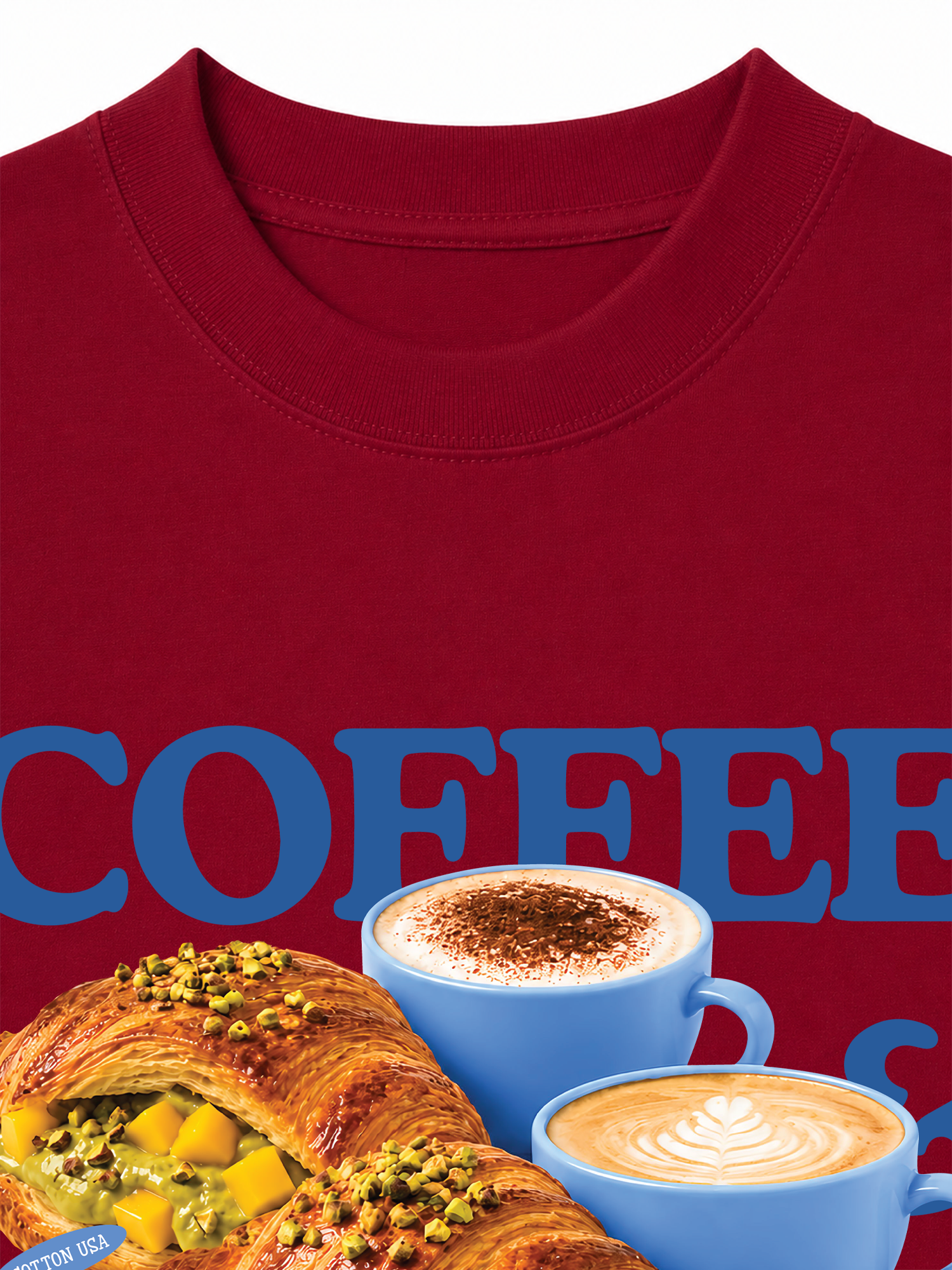 Áo Thun Relaxed Fit Yummy Mood Coffee Croissant