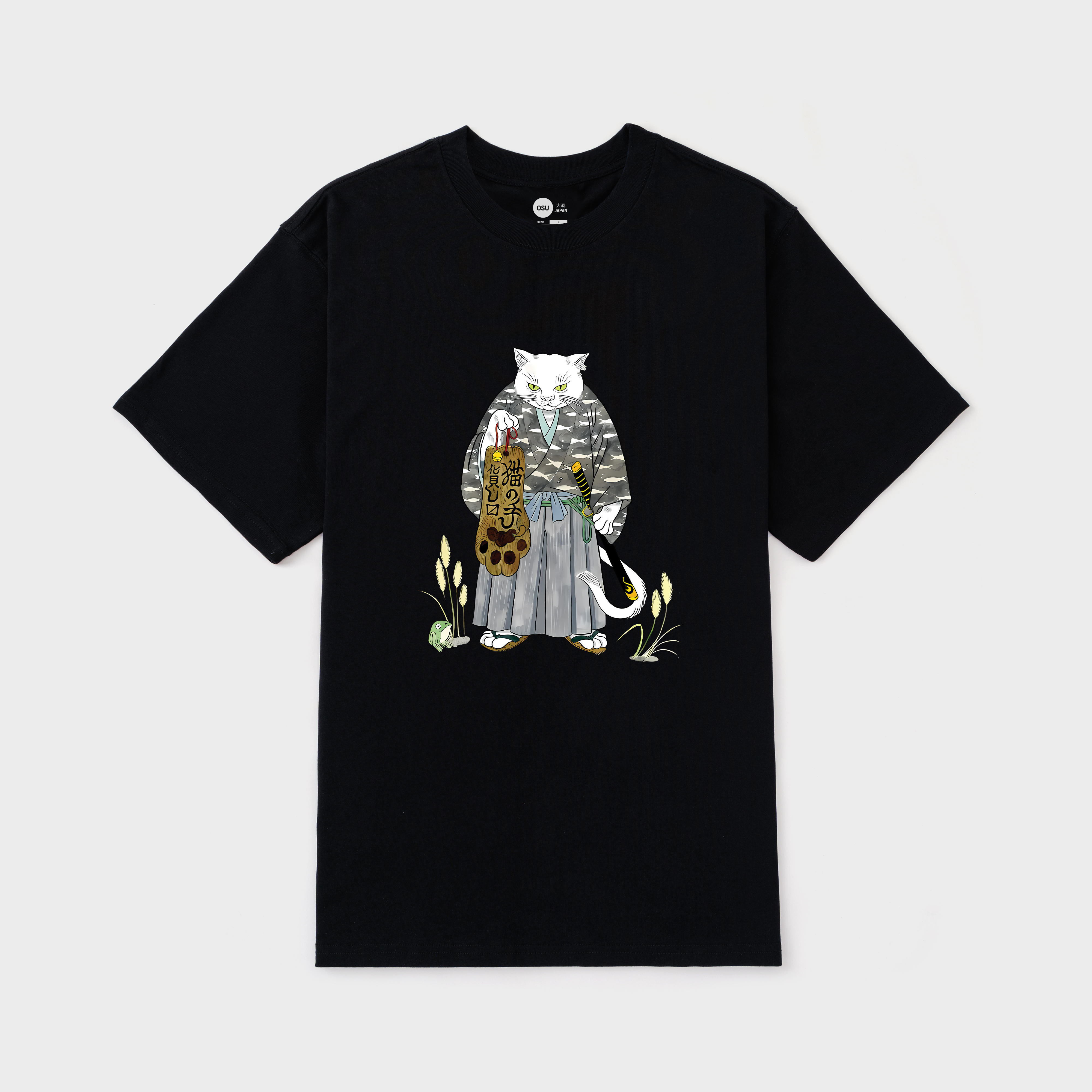 JAPANESE CAT OLD MAN T-SHIRT / ĐEN