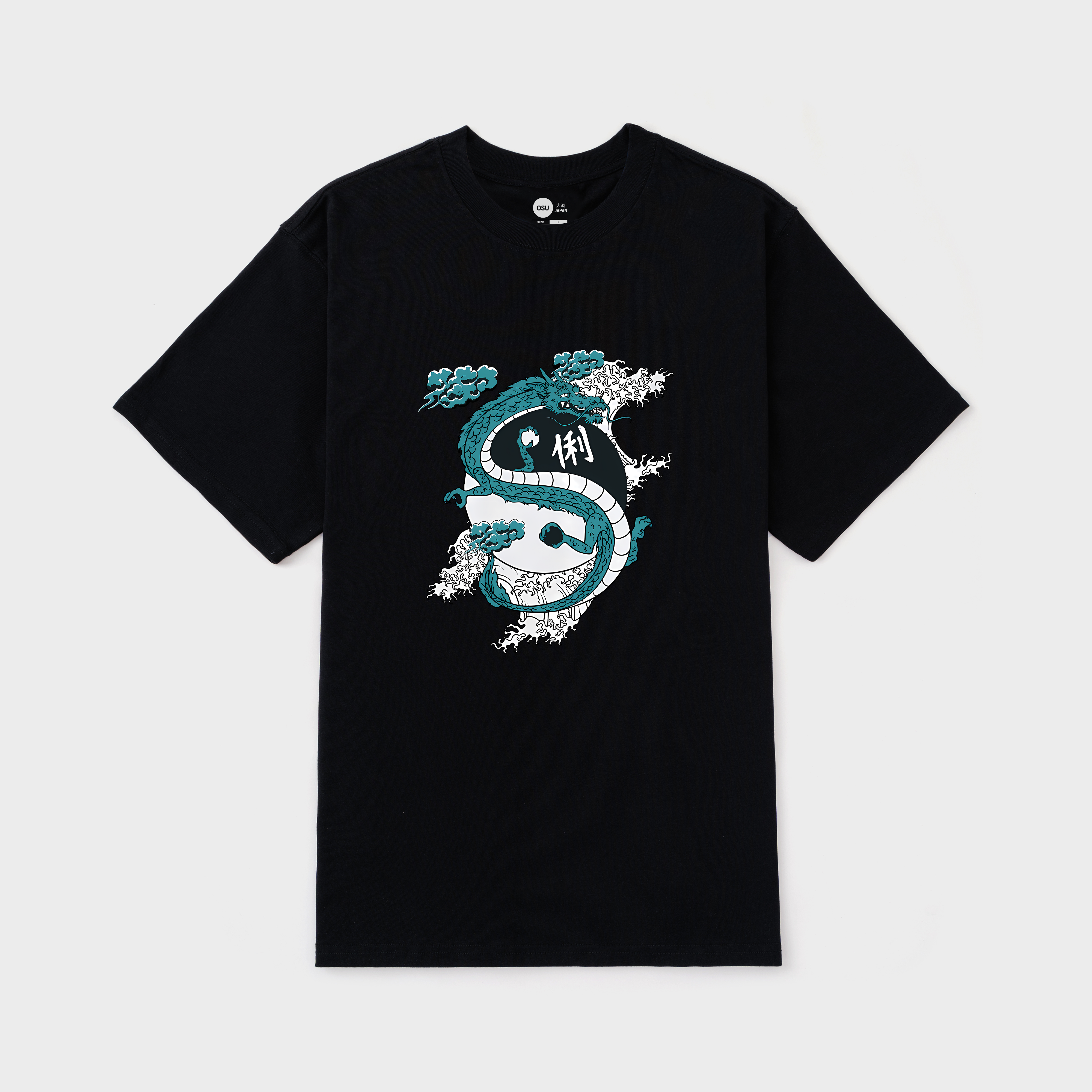 JAPANESE DRAGON YINYANG WATER WAVES T-SHIRT / ĐEN