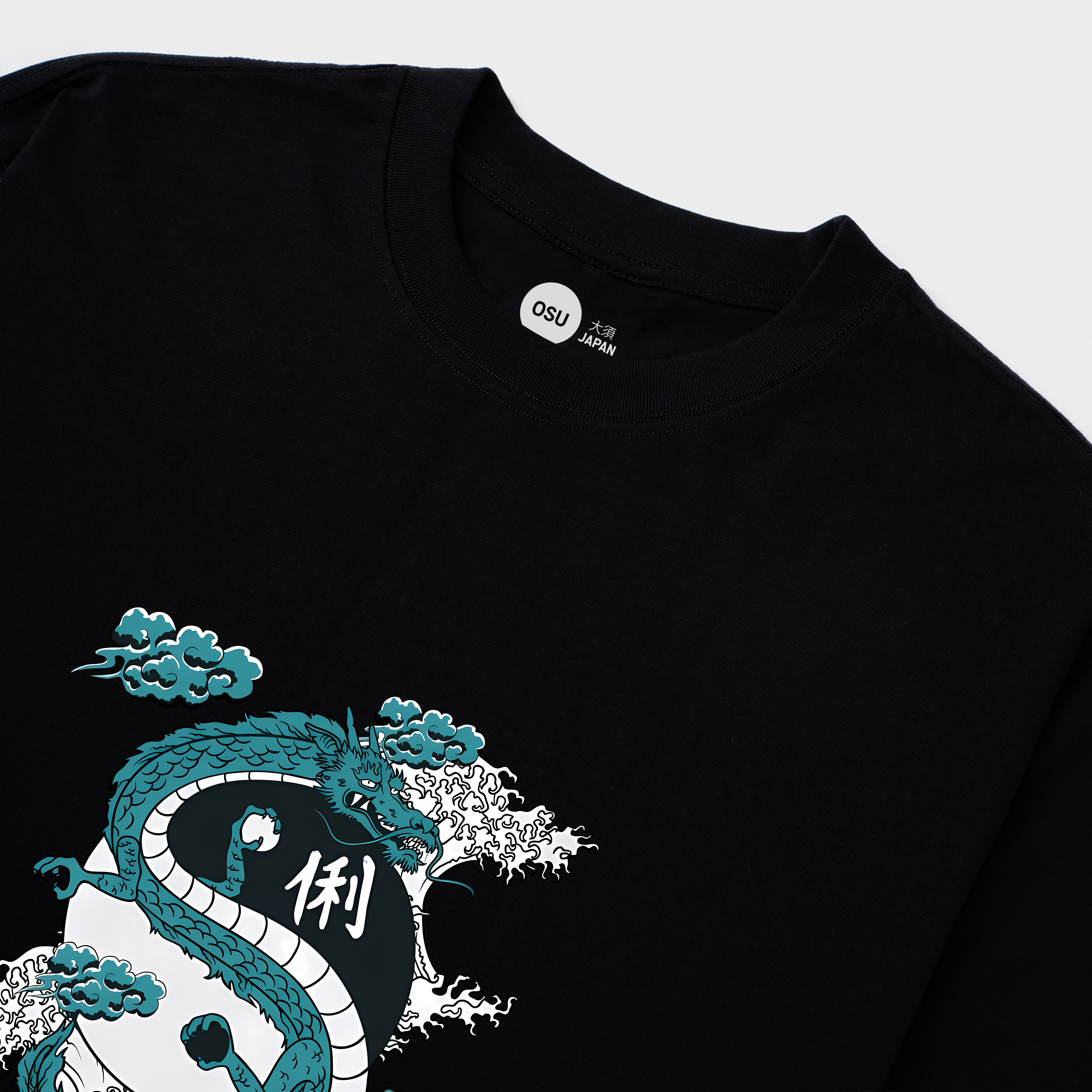 JAPANESE DRAGON YINYANG WATER WAVES T-SHIRT / ĐEN