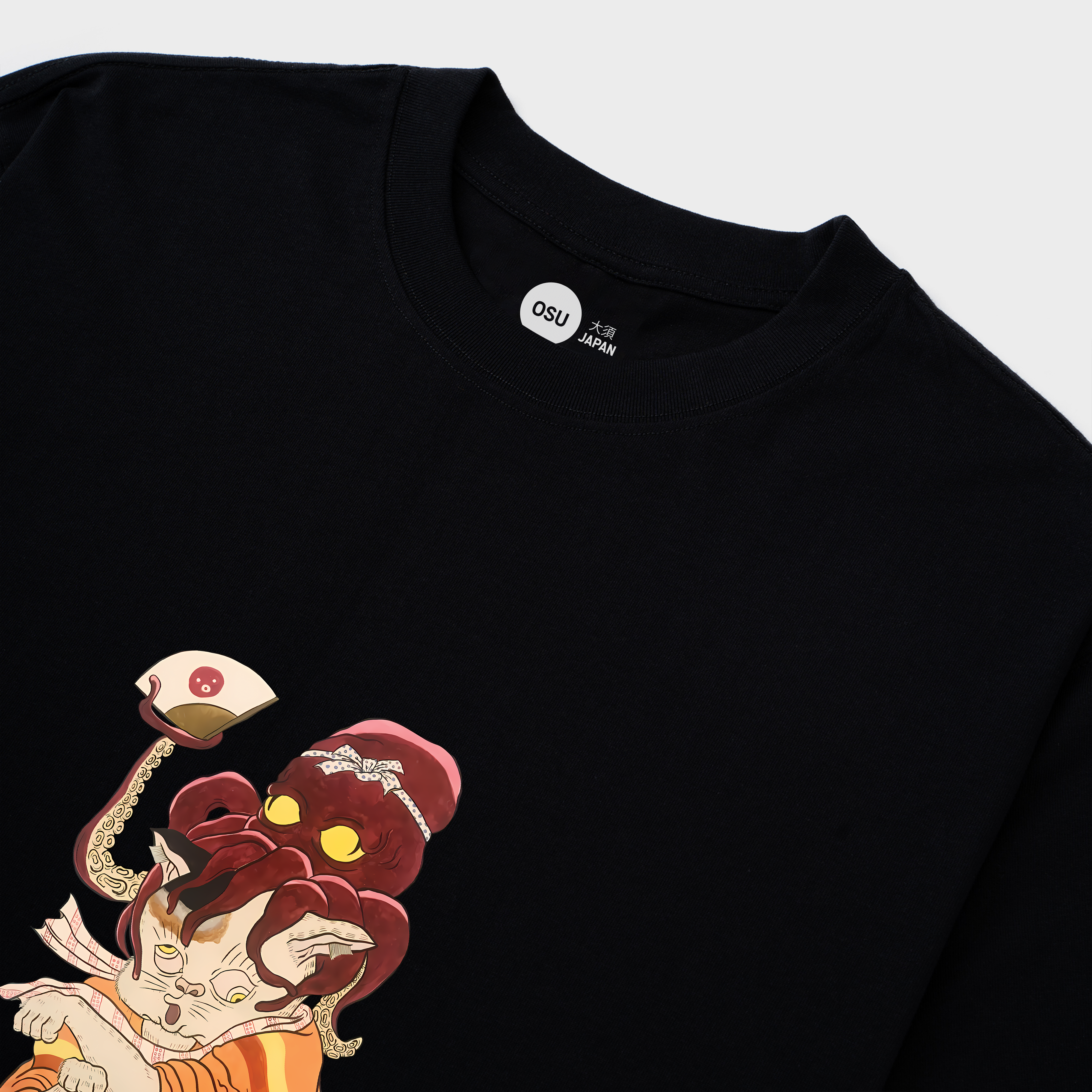 JAPANESE CAT OCTOPUS T-SHIRT / ĐEN