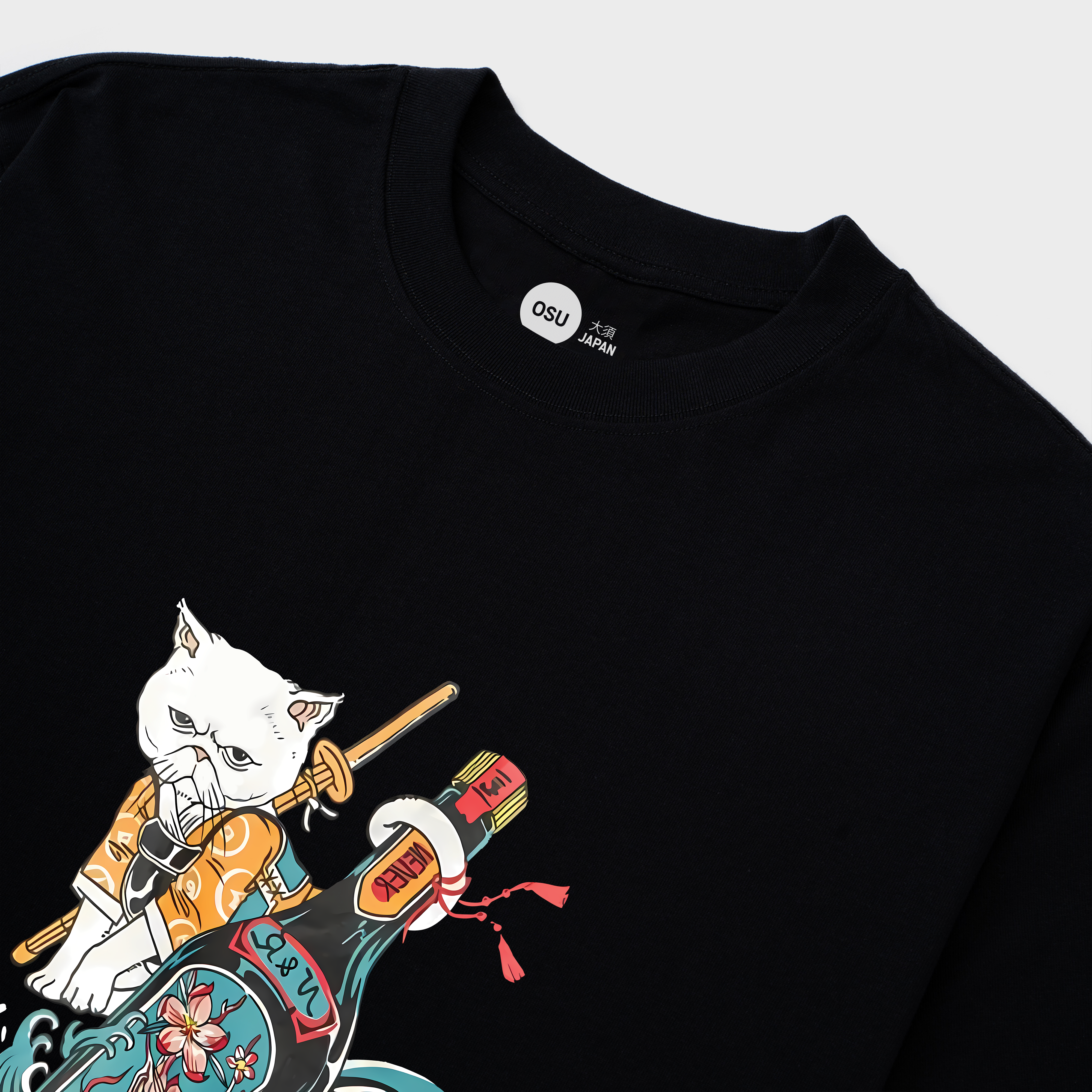 UGLY JAPANESE CAT T-SHIRT / ĐEN