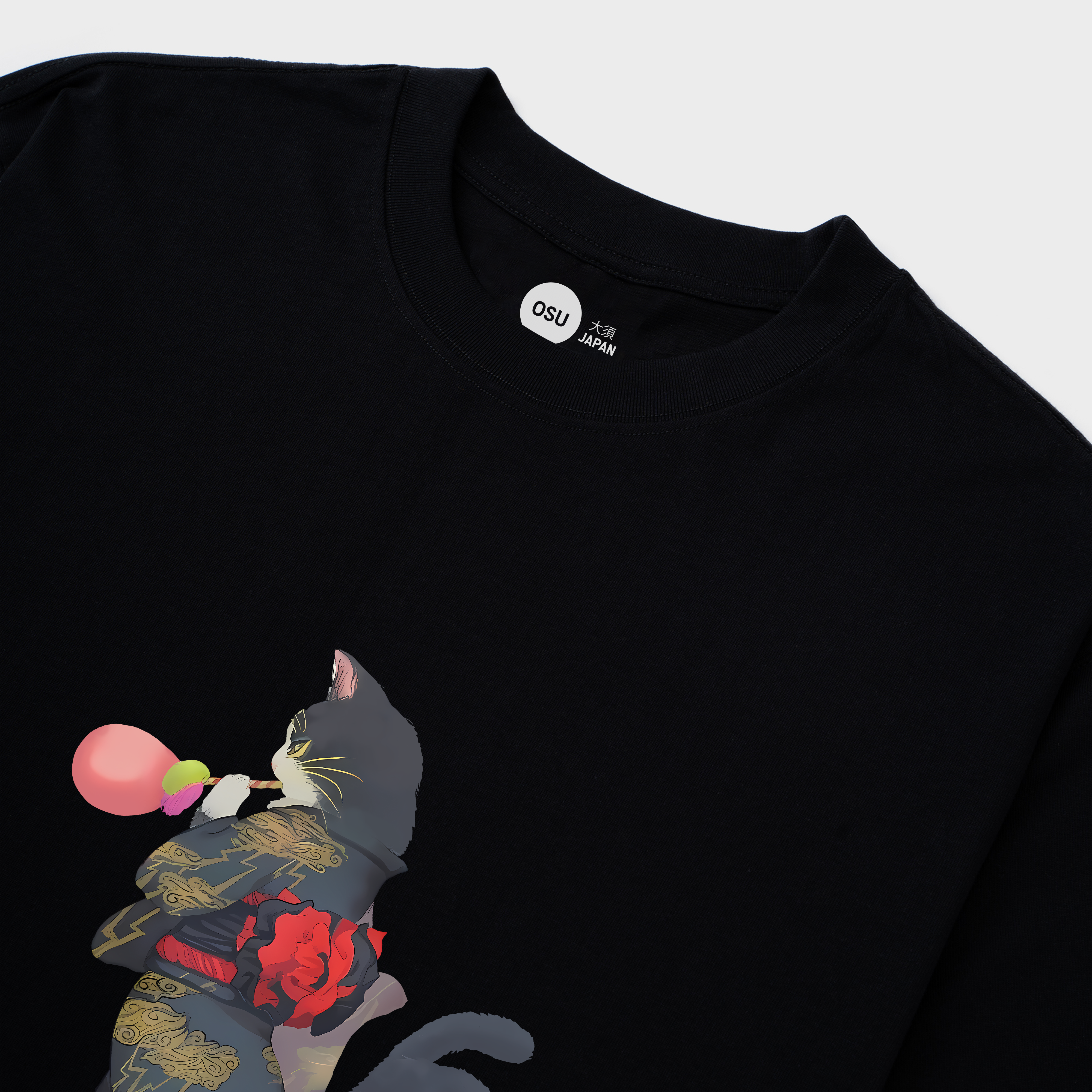 CUTE JAPANESE CAT T-SHIRT / ĐEN