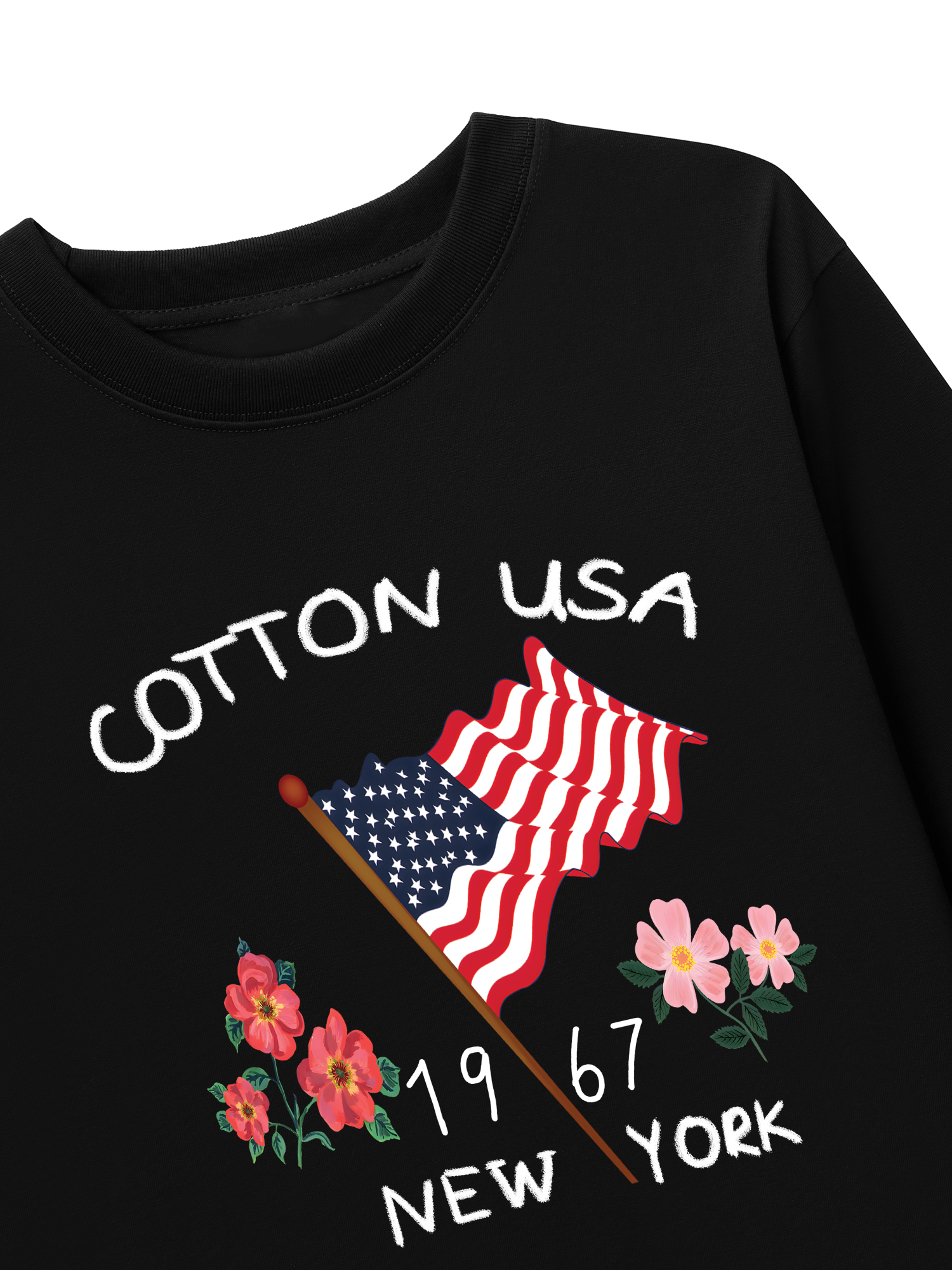 Áo Thun Dài Tay USA Floral Cotton Usa