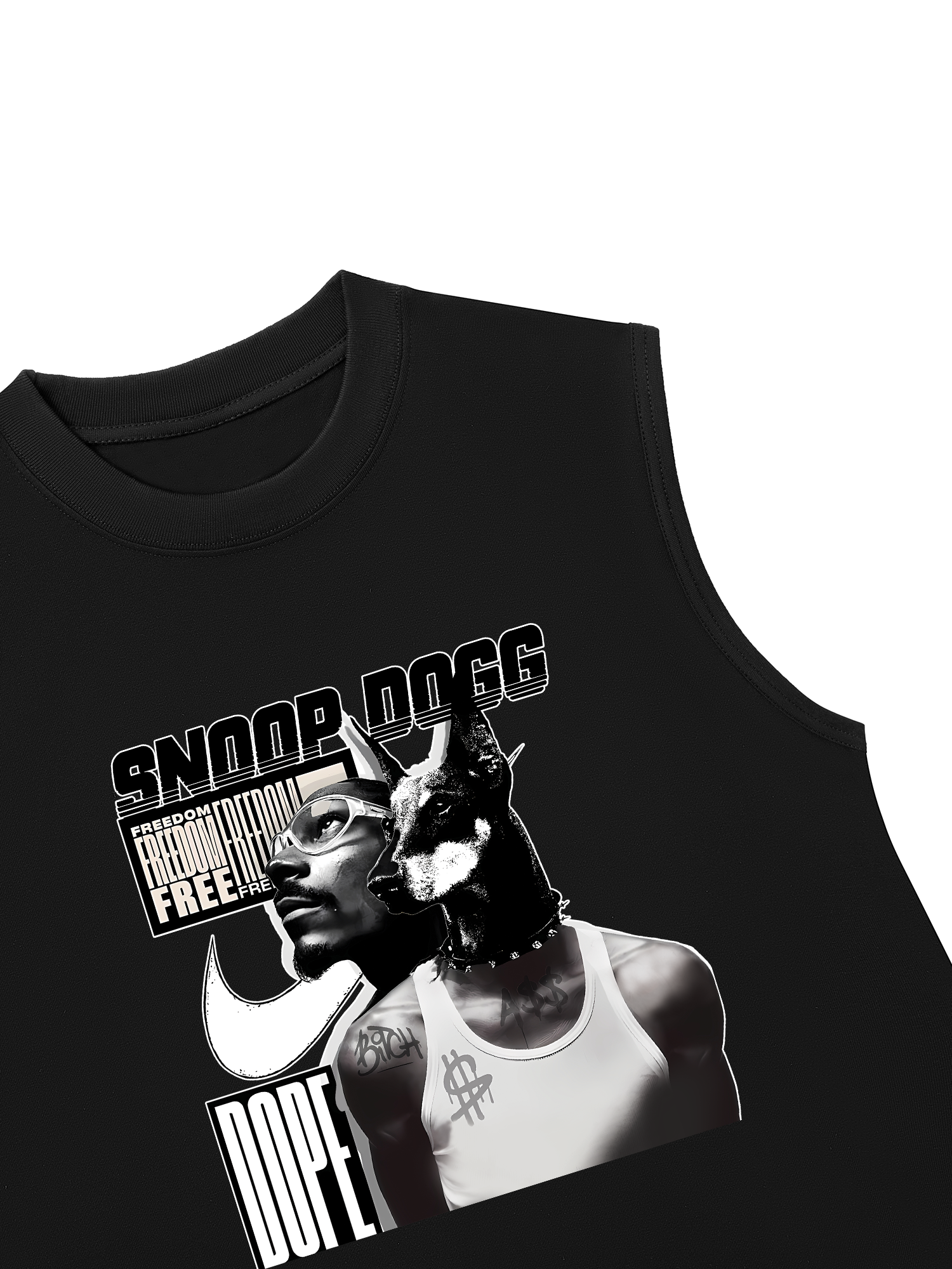 Áo Ba Lỗ Relaxed Fit Black And White Snoop Dog