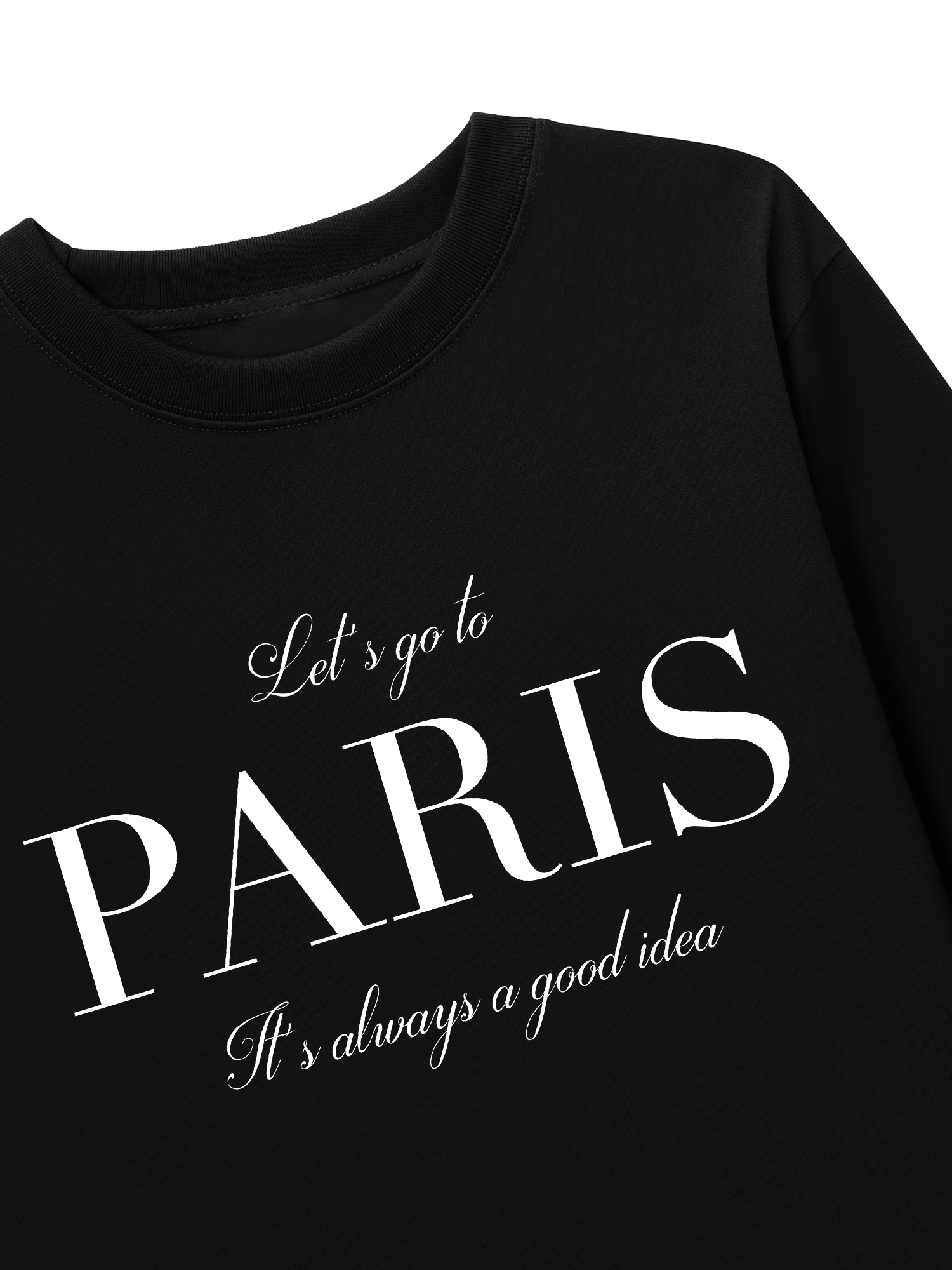 Áo Thun Dài Tay City Let's go to Paris đen