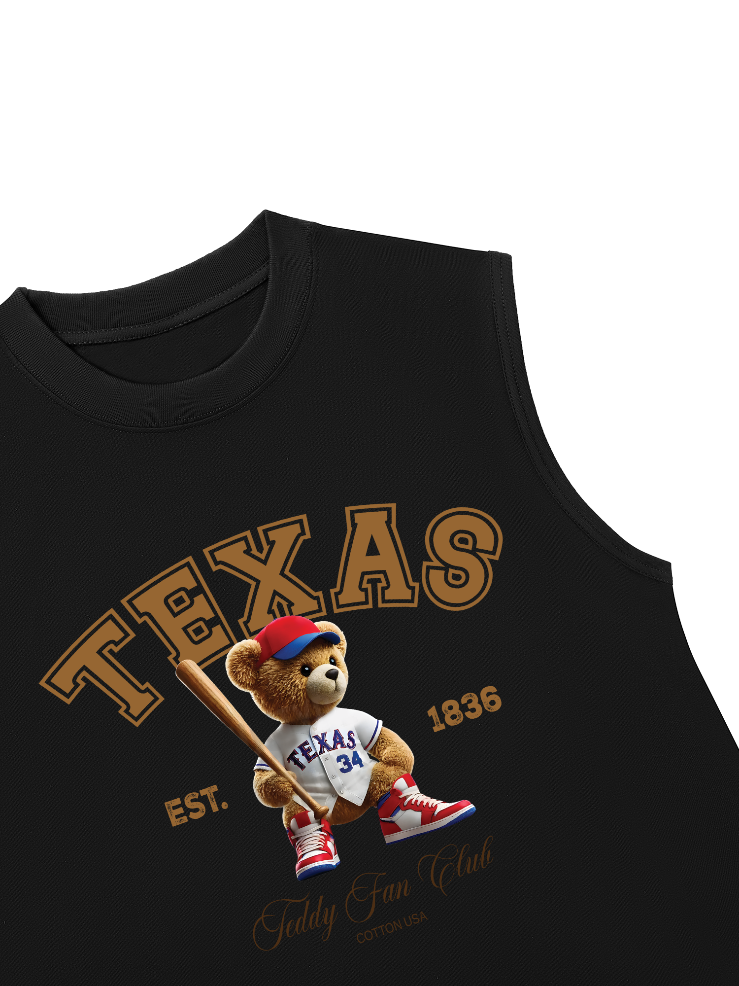 Áo Ba Lỗ Relaxed Fit Baseball Texas Teddy Fan Club