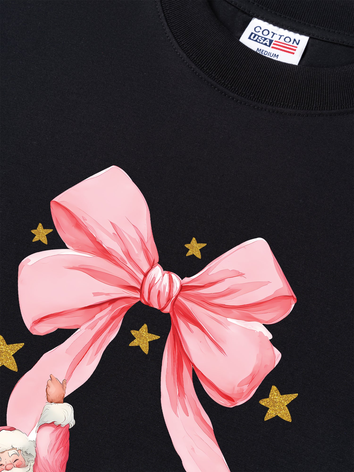 Áo Thun Relaxed Fit Xmas Pink Bow With Santa