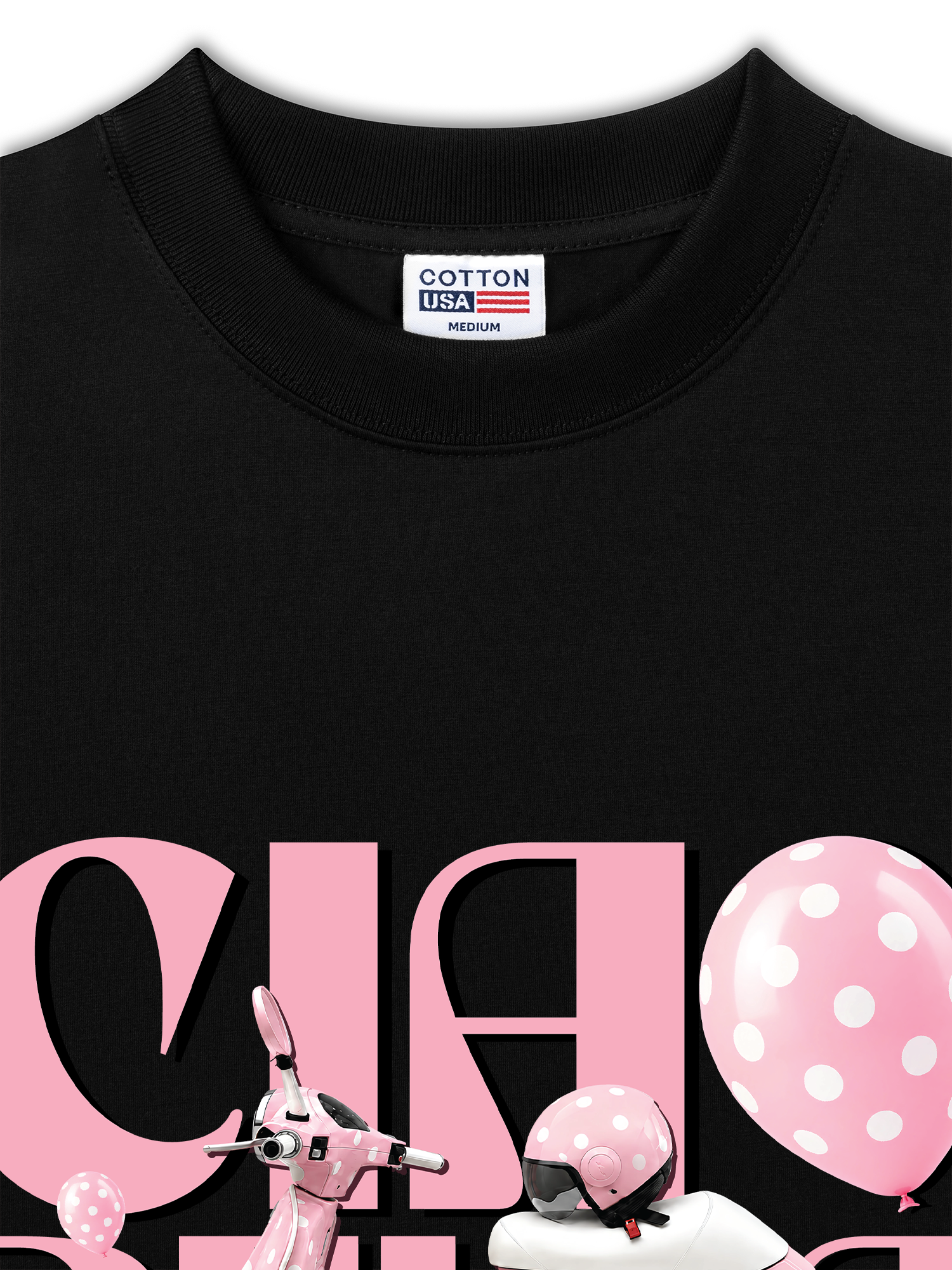 Áo Thun Relaxed Fit Motobike Pink Ciao Bella