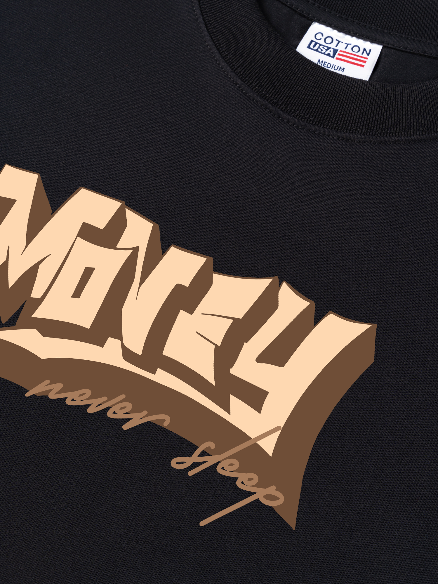 Áo Thun Relaxed Fit Money Never Sleep