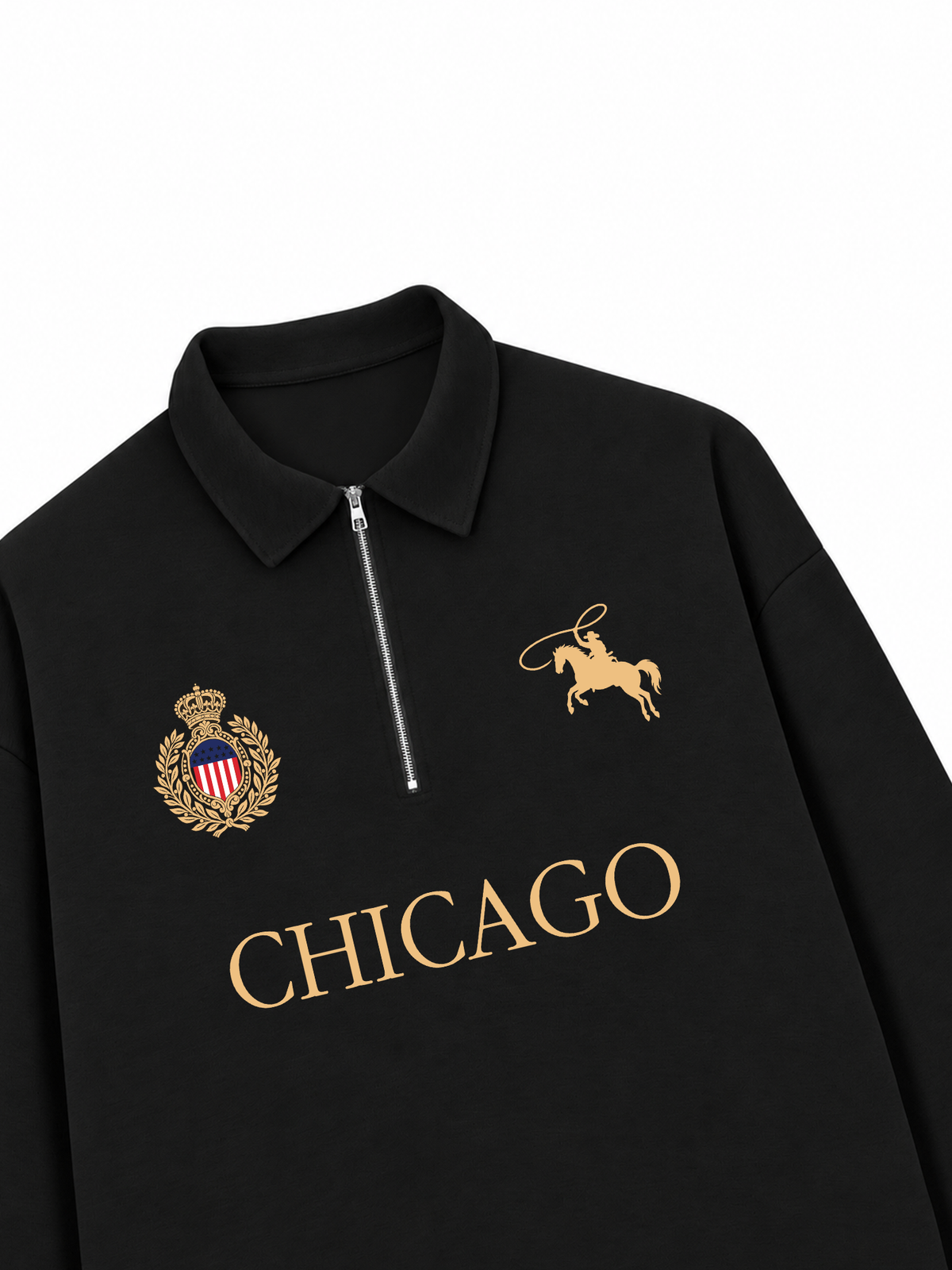 Áo Sweater Polo Nỉ Hai Da Vintage Chicago