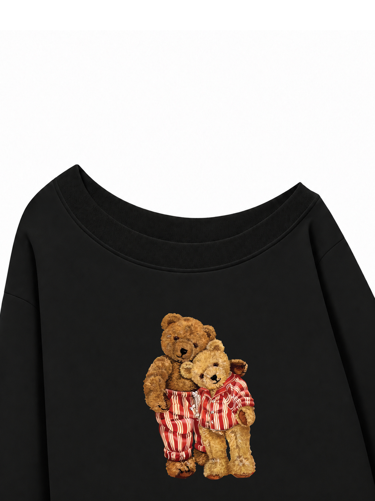 Áo Sweater Lệch Vai Nỉ Hai Da Couple Bear Go To Bed