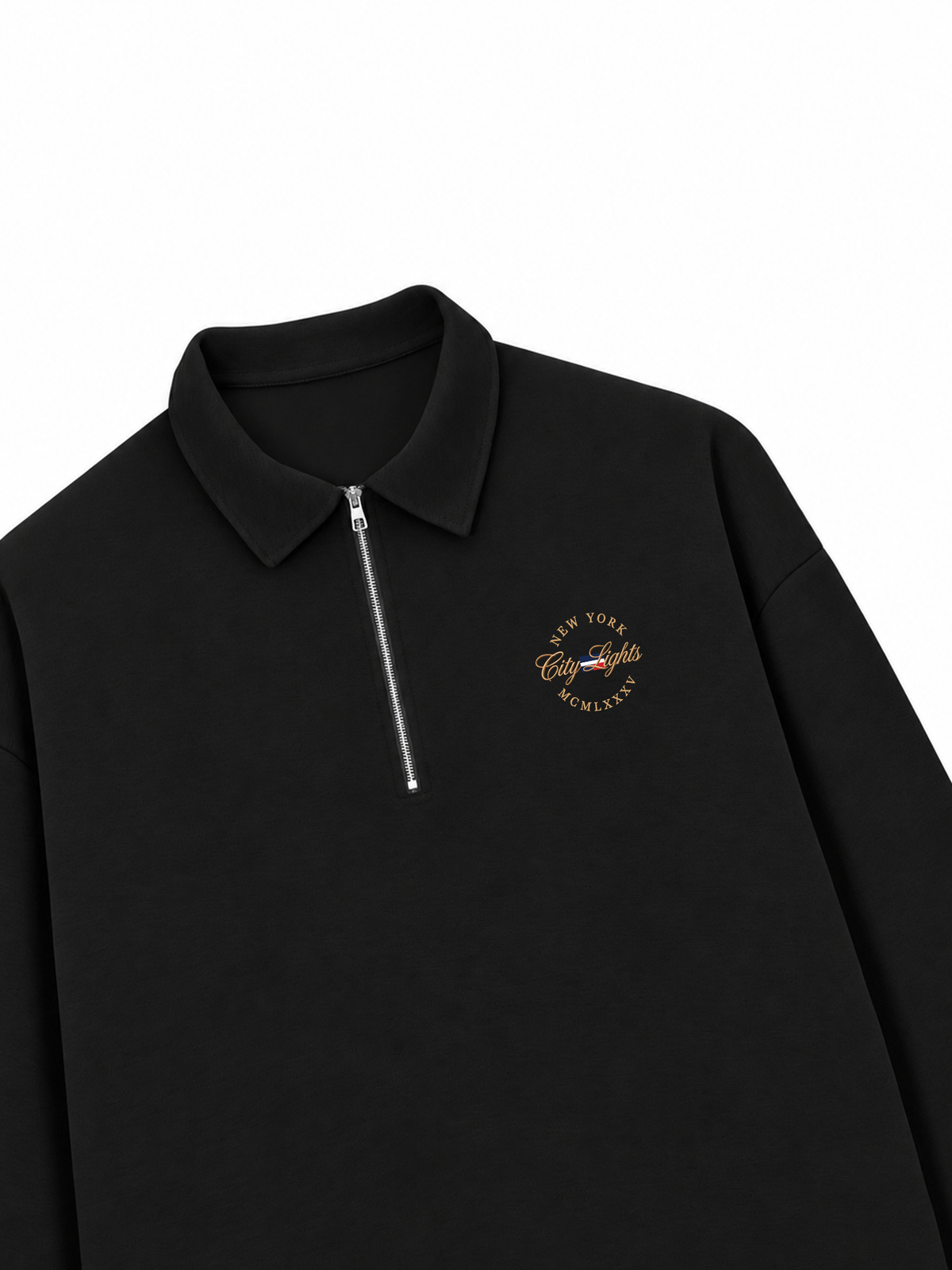 Áo Sweater Polo Nỉ Hai Da City Lights New York
