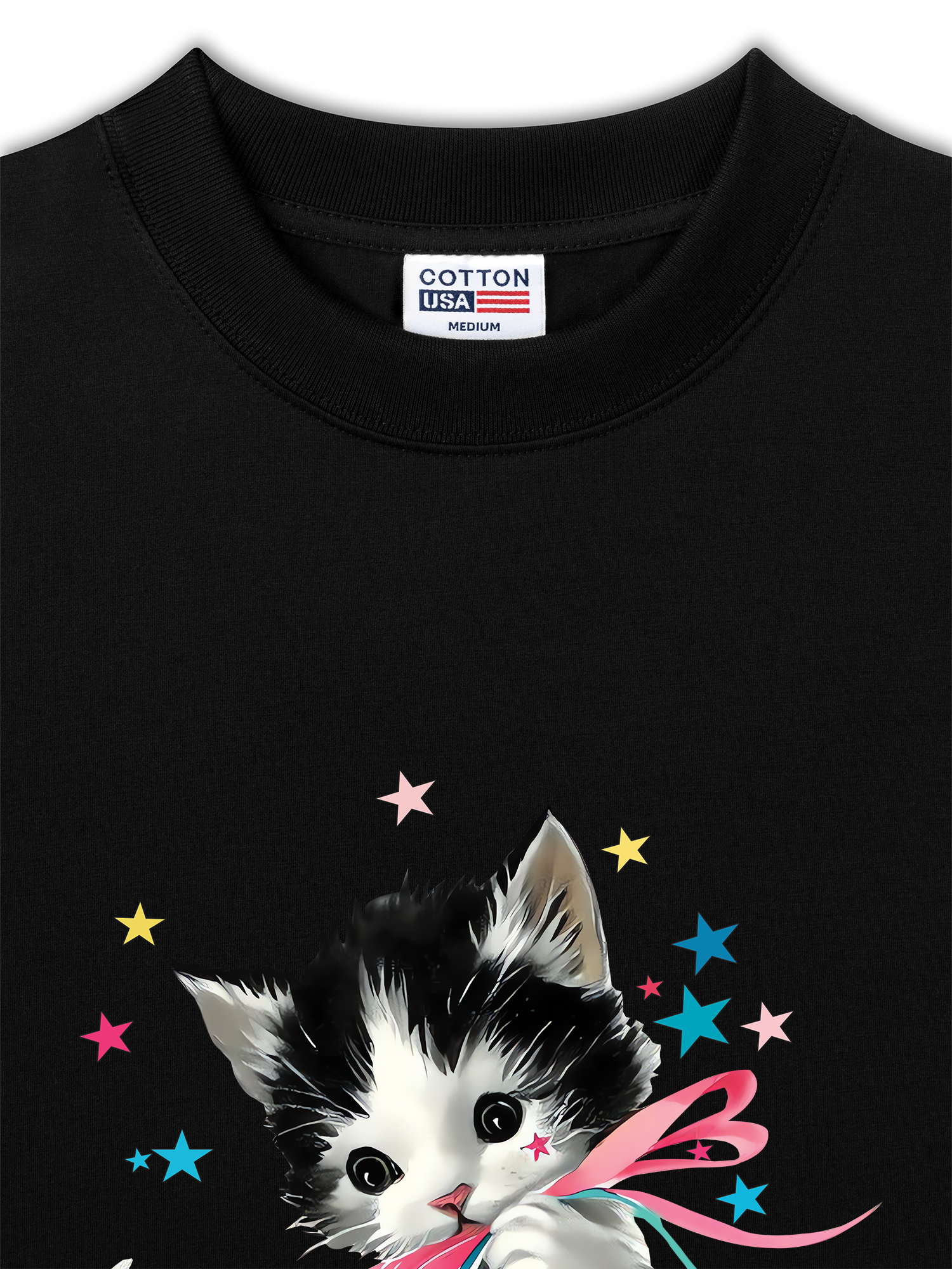 Áo Thun Relaxed Fit Soft Paw Cute Cat With Star