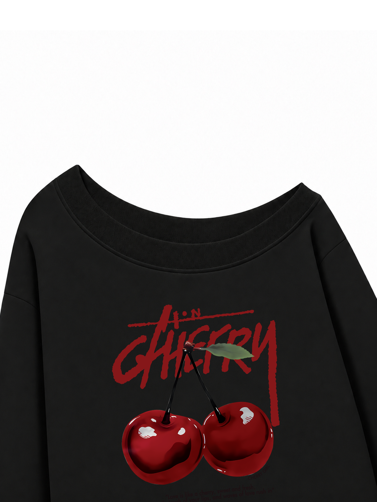 Áo Sweater Lệch Vai Nỉ Hai Da Cherry X Cotton USA Love