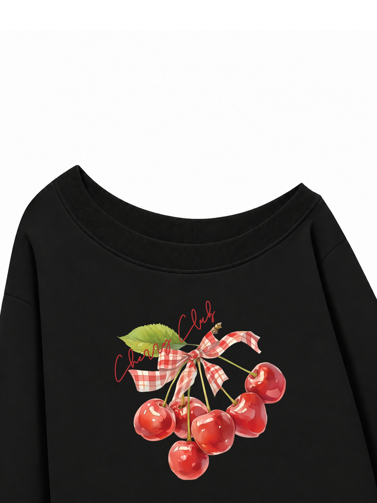 Áo Sweater Lệch Vai Nỉ Hai Da Cherry Red Cherry Club