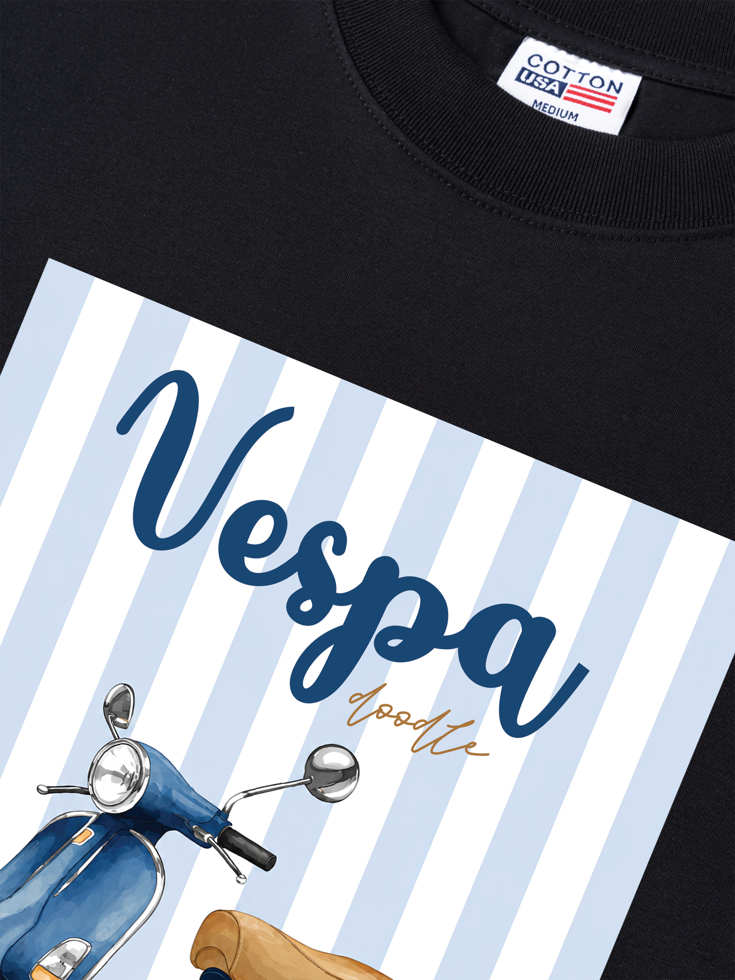 Áo Thun Relaxed Fit Motobike Vespa Doodle