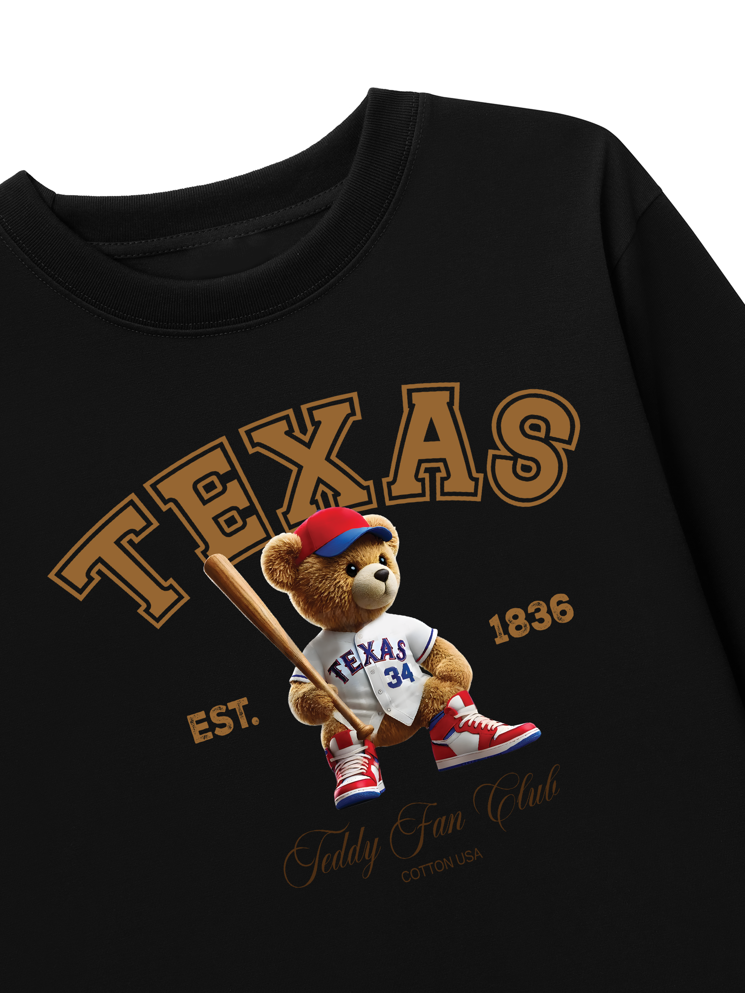 Áo Thun Dài Tay Baseball Texas Teddy Fan Club