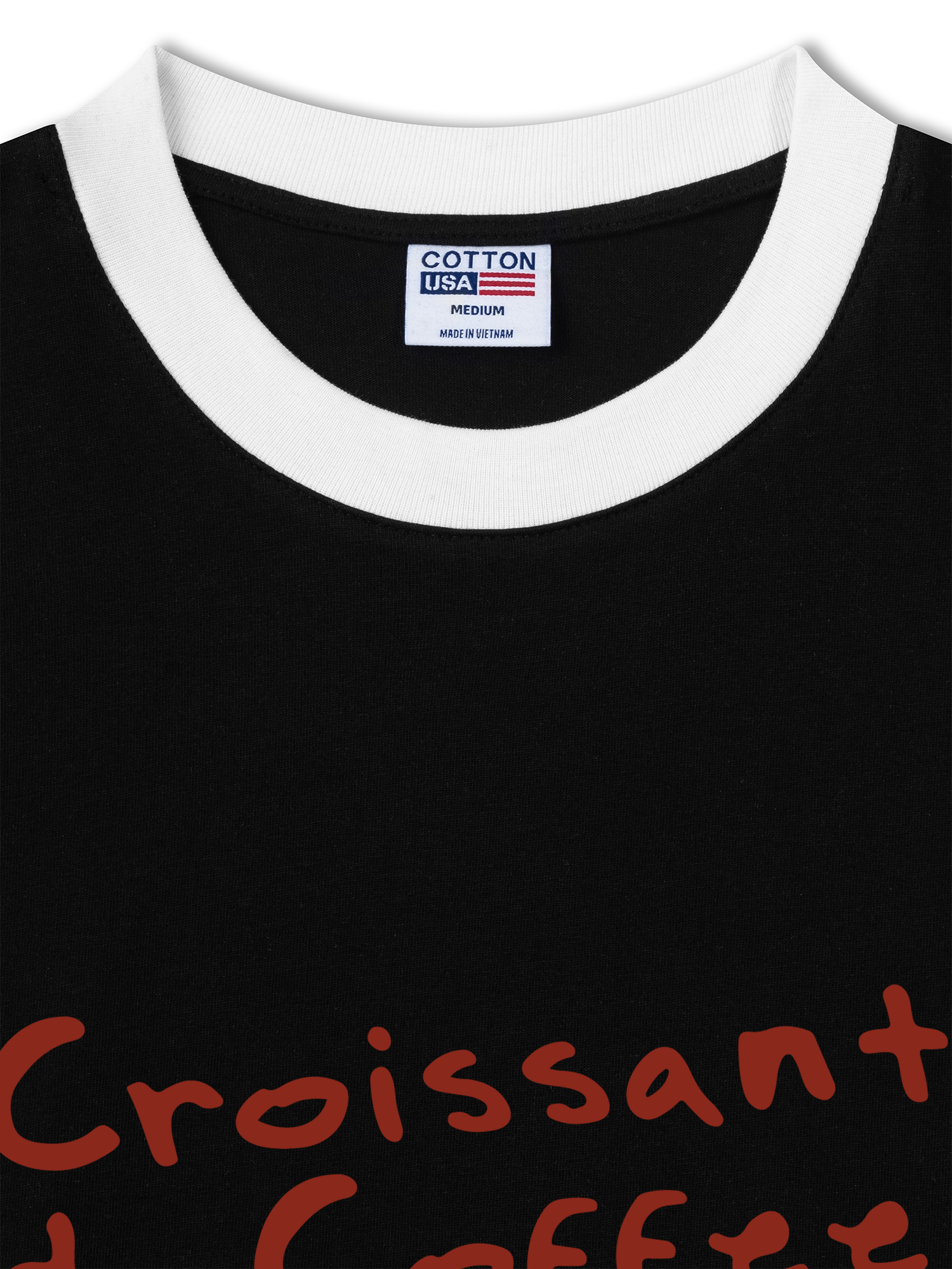 Áo Thun Ringer Relaxed Fit Croissant & Coffee For Breakfast