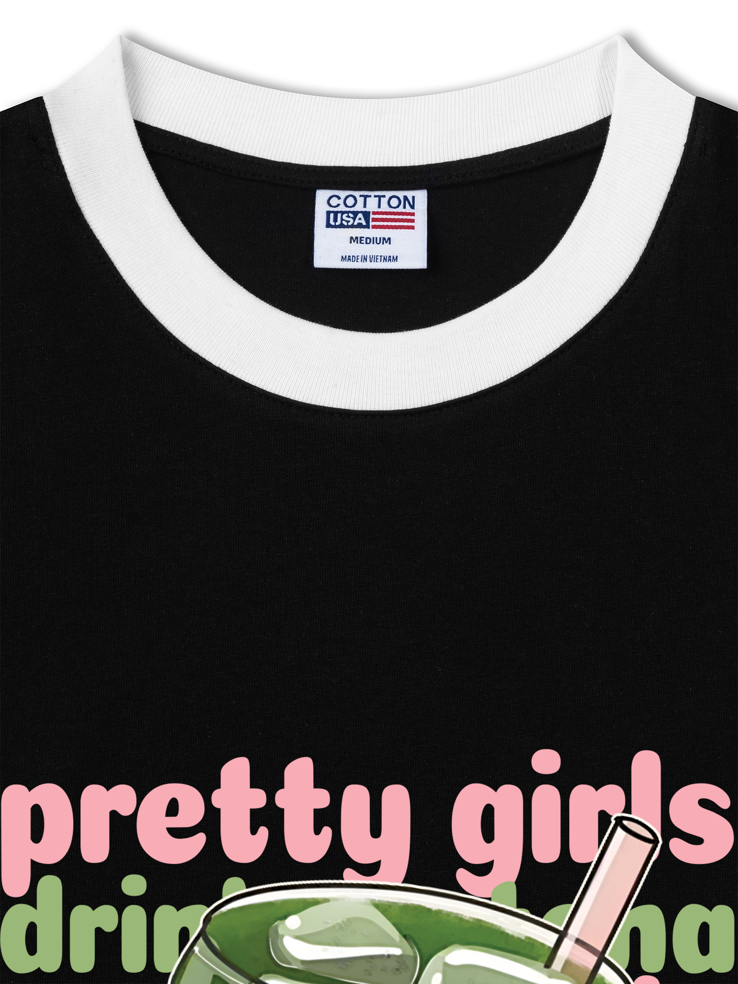 Áo Thun Ringer Relaxed Fit Pretty Girls Drink Matcha