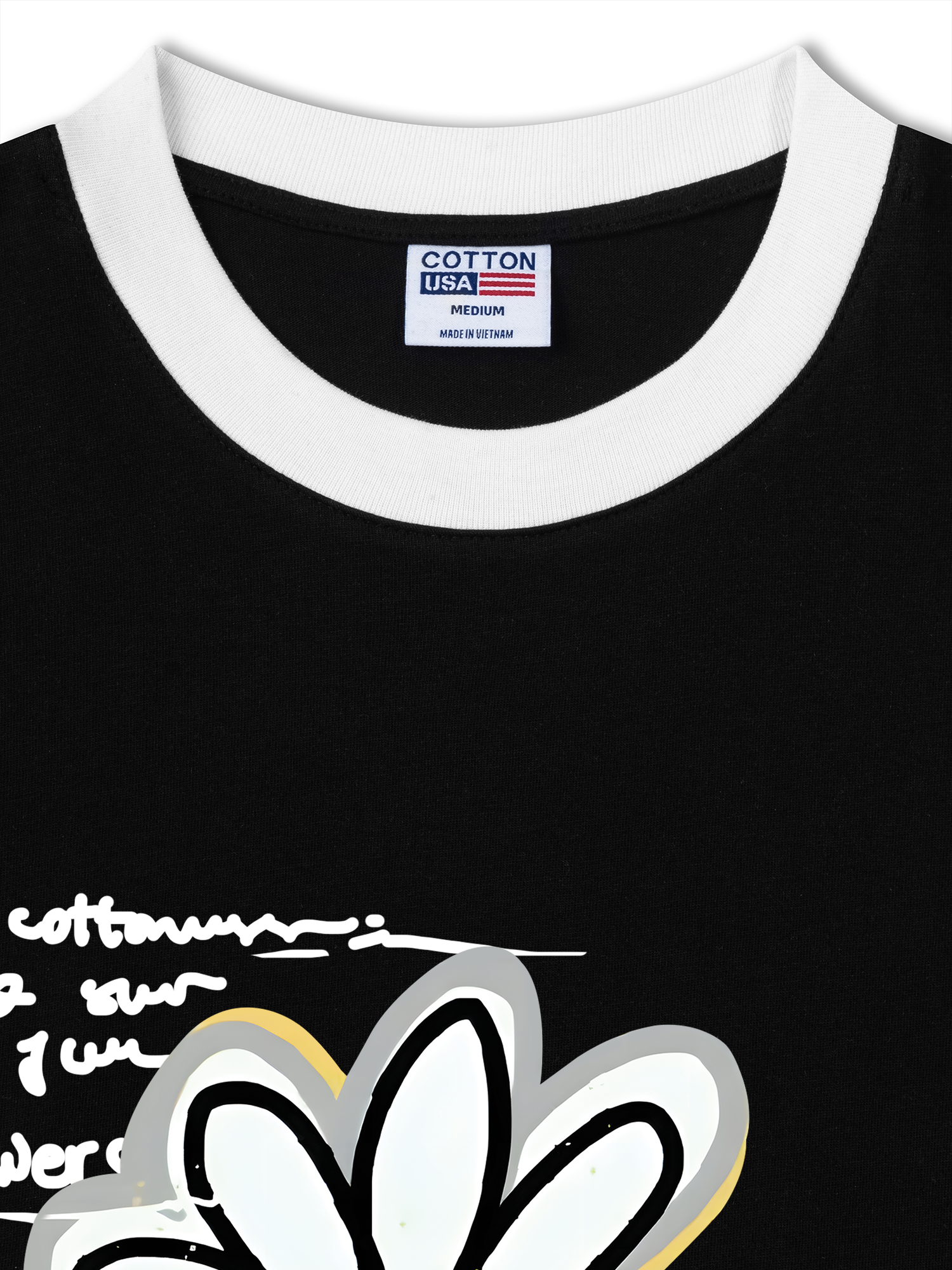 Áo Thun Ringer Relaxed Fit Cotton Usa Daisy Flower