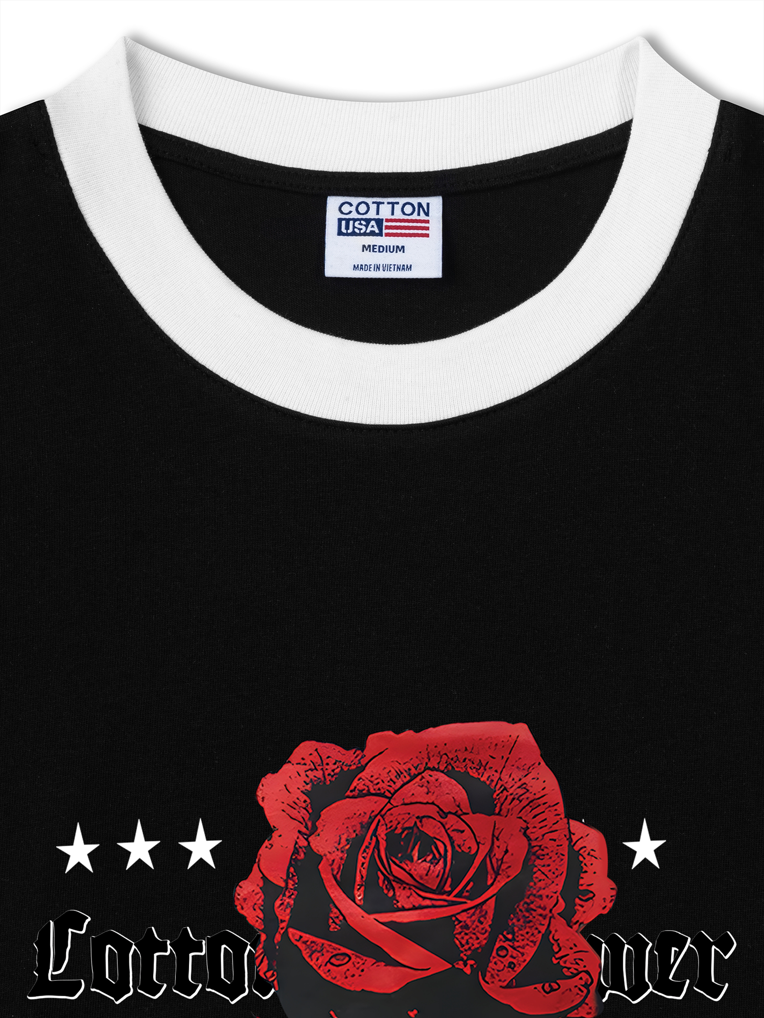 Áo Thun Ringer Relaxed Fit Floral Rose Flower