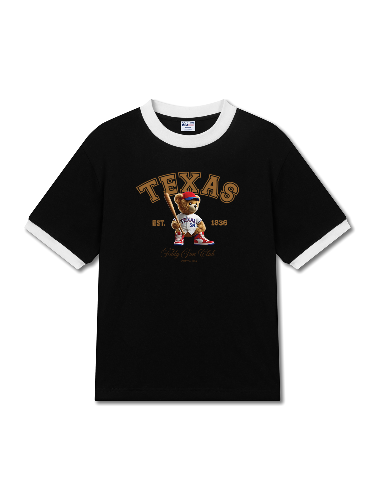 Áo Thun Ringer Relaxed Fit Baseball Texas Teddy Fan Club