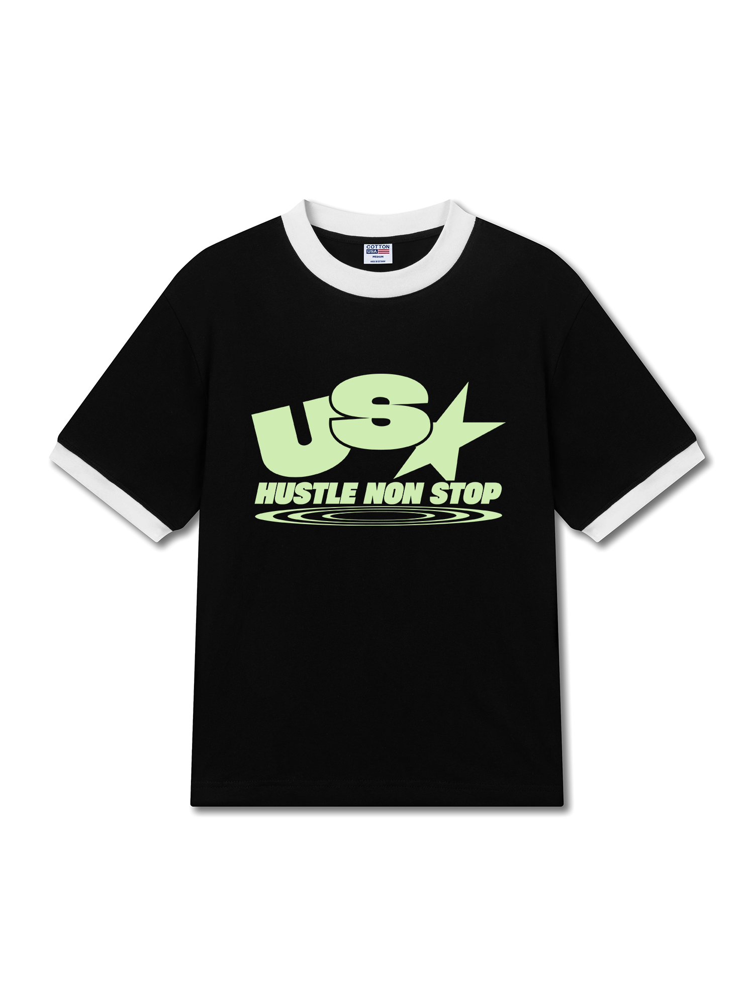 Áo Thun Ringer Relaxed Fit USA Hustle Non Stop
