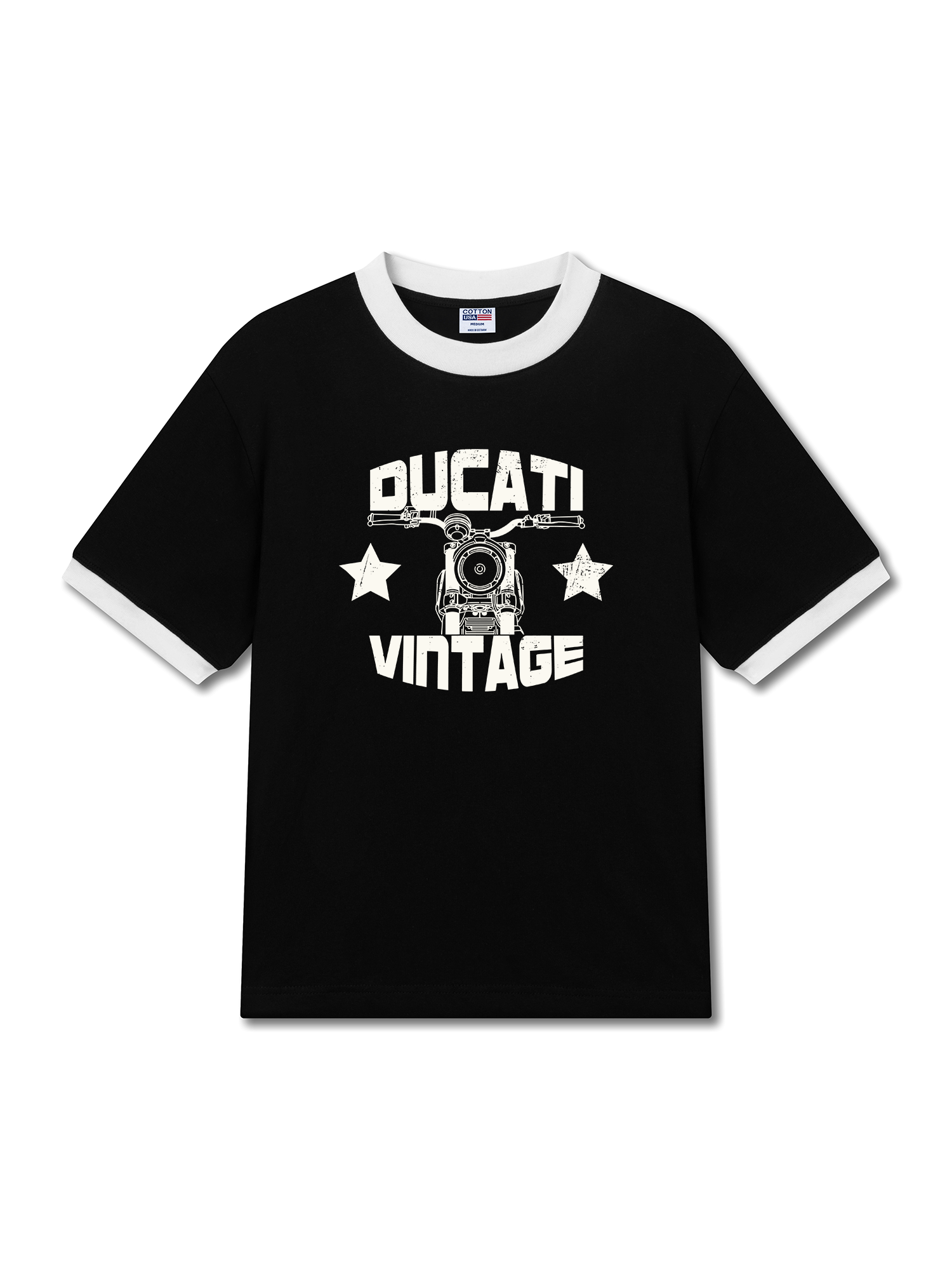 Áo Thun Ringer Cotton Cao Cấp Relaxed Fit Ducati Vintage
