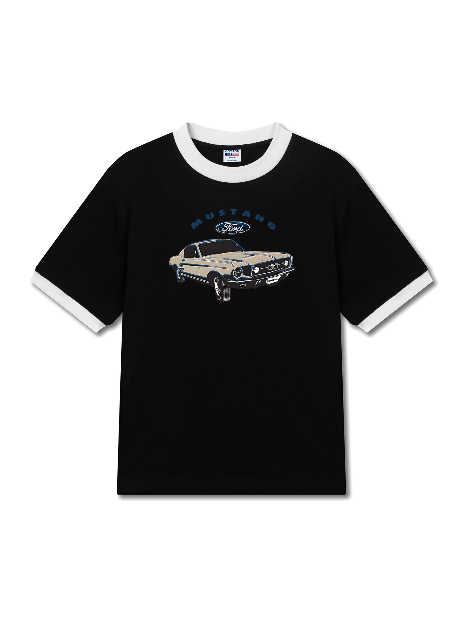 Áo Thun Ringer Relaxed Fit Mustang Ford Retro 90s
