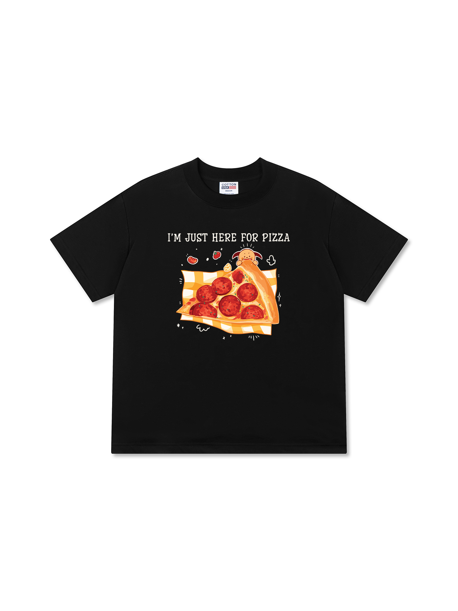 Áo Thun Relaxed Fit Yummy Mood I Just Here For Pizza
