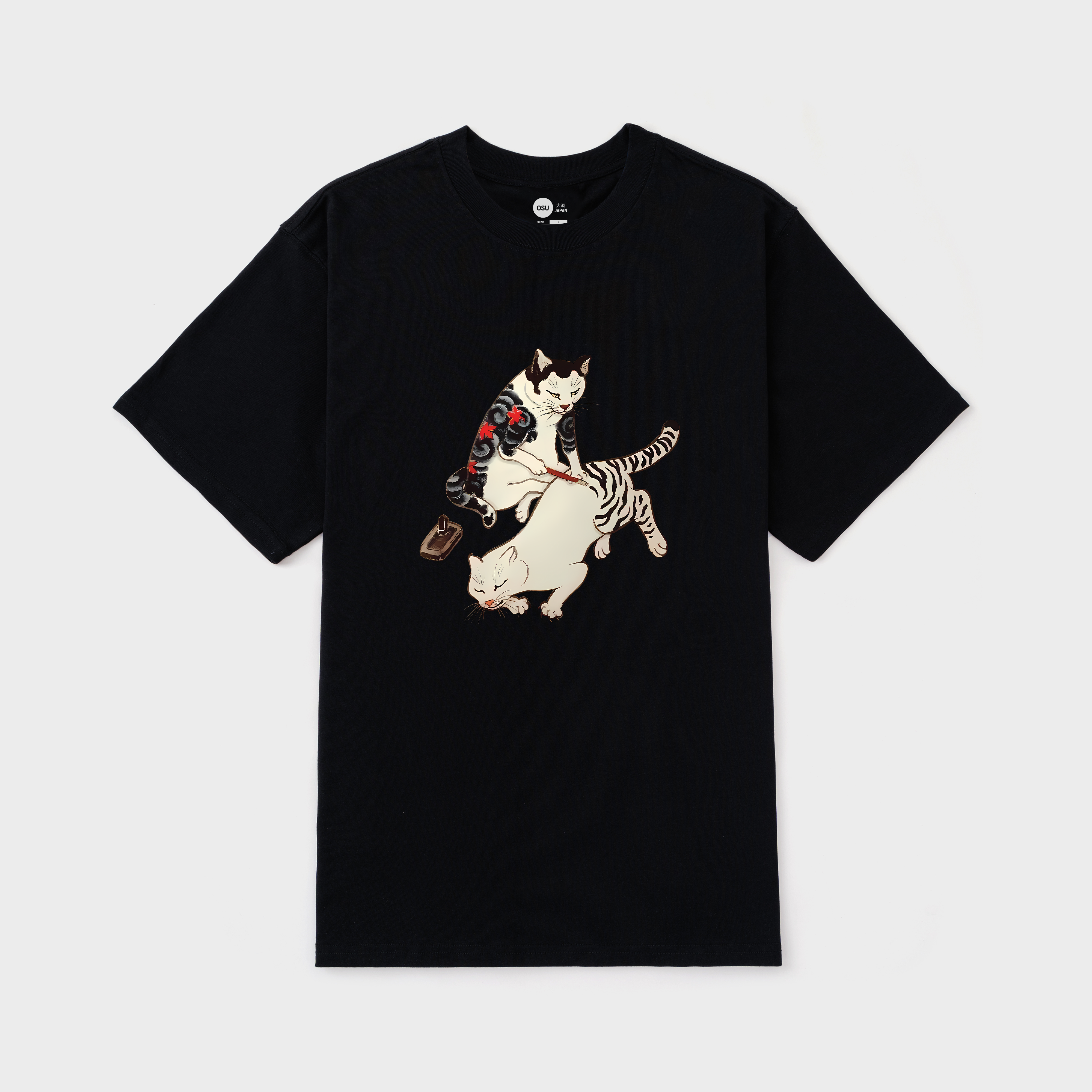 JAPANESE CATS FIGHT T-SHIRT / ĐEN