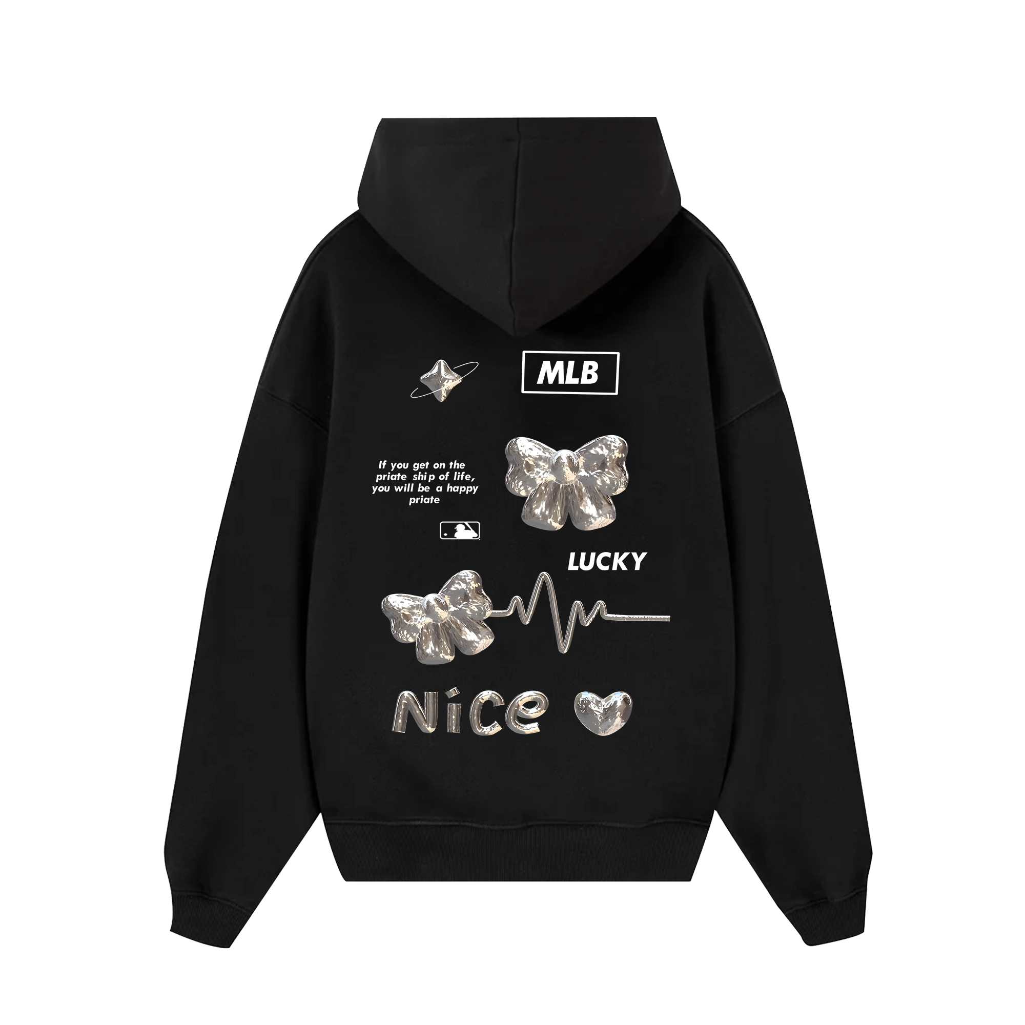 MLB Floral Silver Ribbon Hoodie